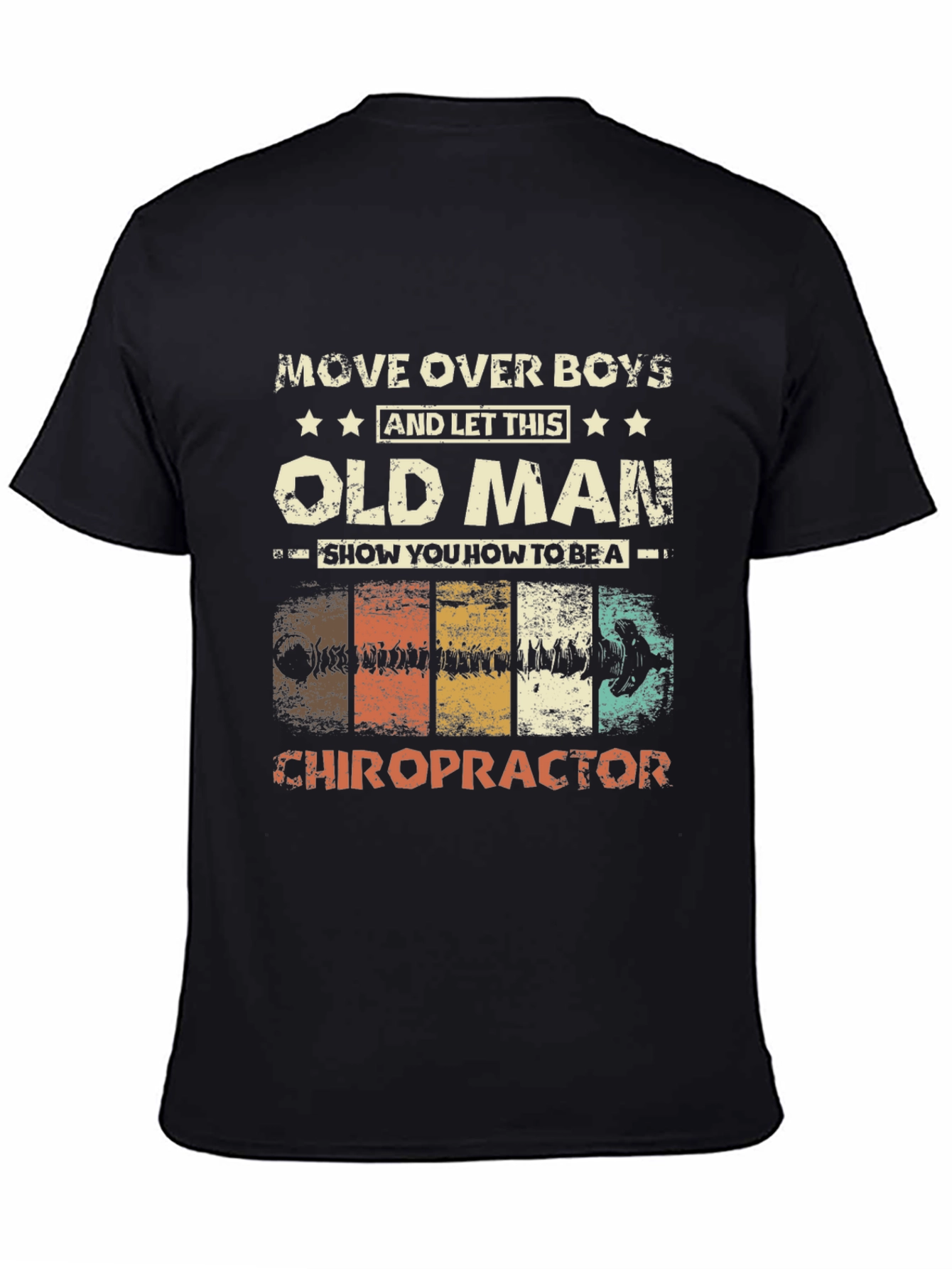 Black Old Man Chiropractor Graphic T-Shirt view 4