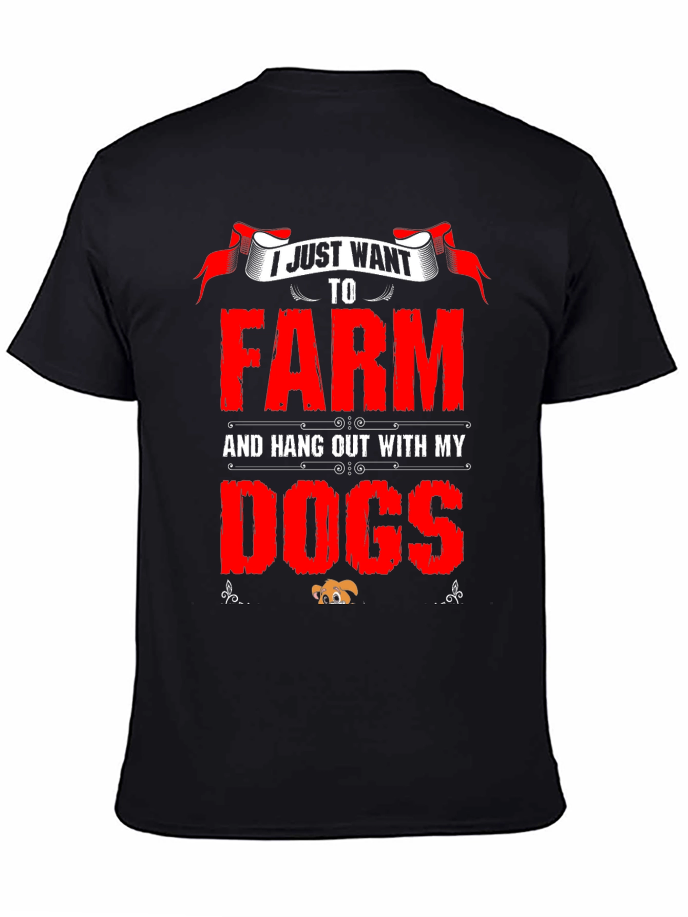 Black I Just Want To Farm And Hang Out With My Dogs T-Shirt view 4