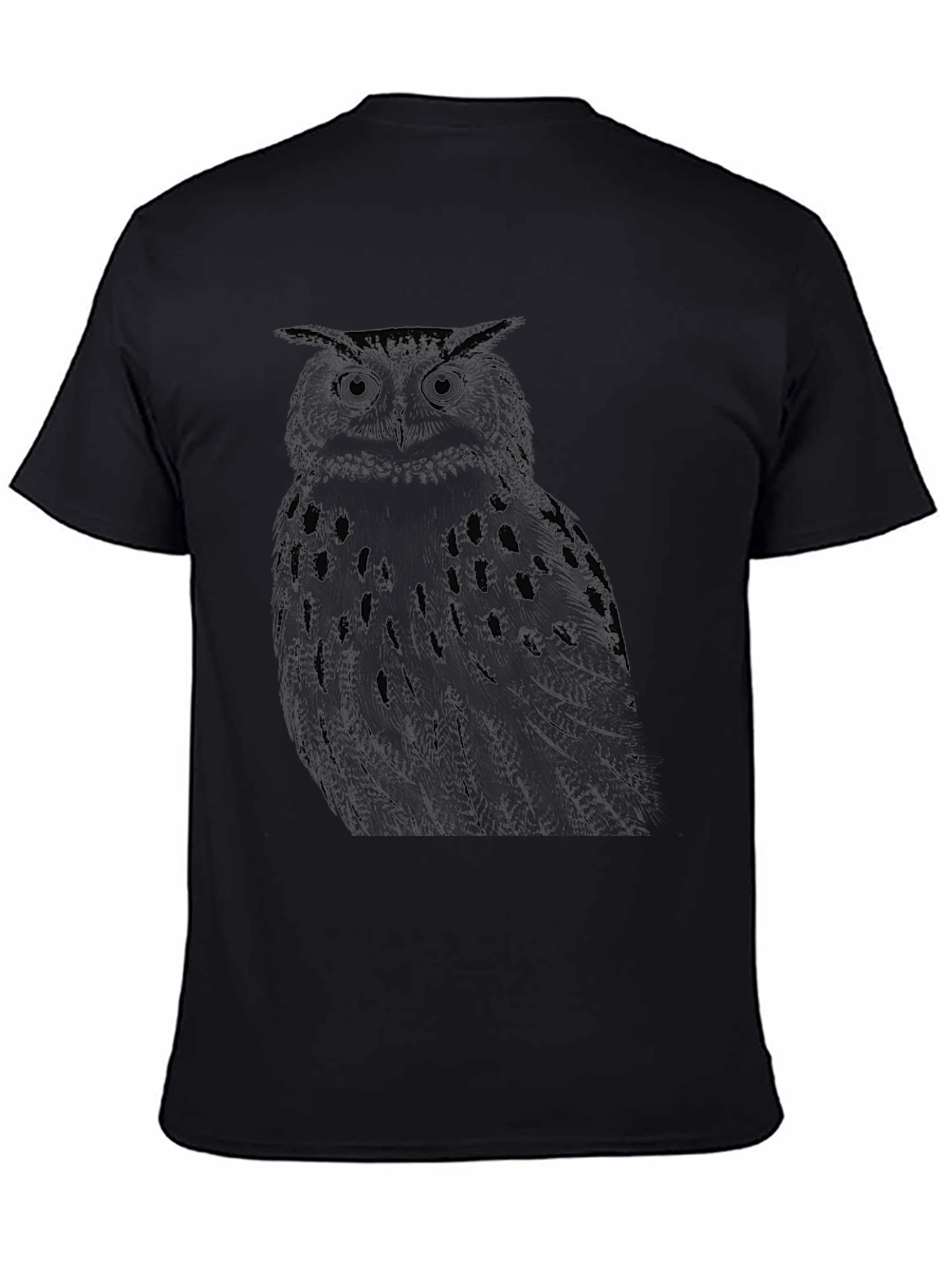 Black Owl Graphic Print Black T-Shirt view 4