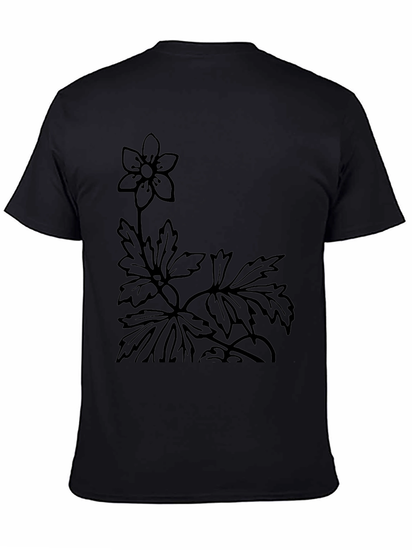 Black Floral Print Black T-Shirt view 4