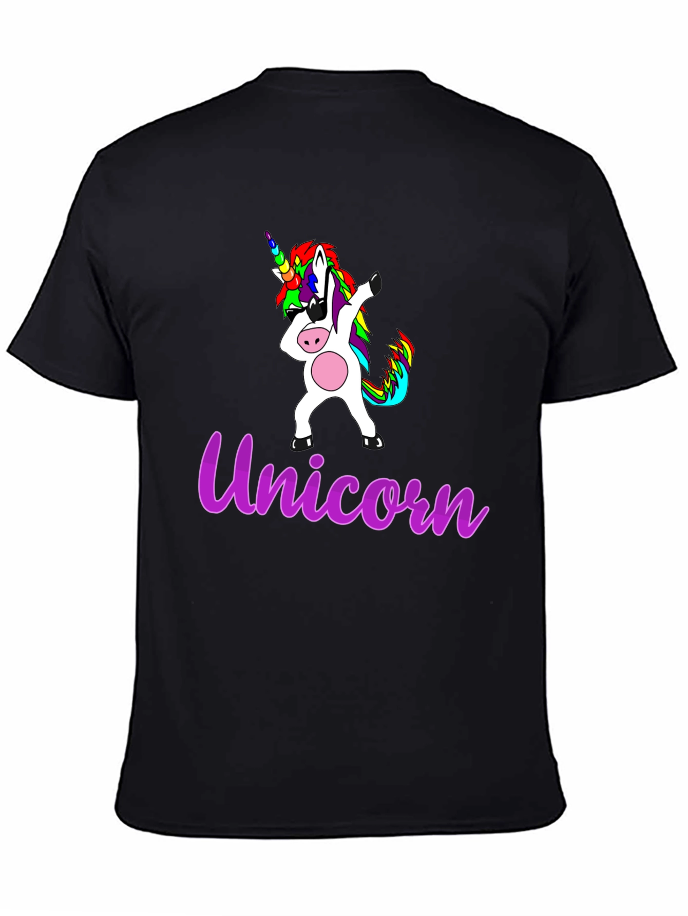 Black Dabbing Unicorn Graphic T-Shirt view 4