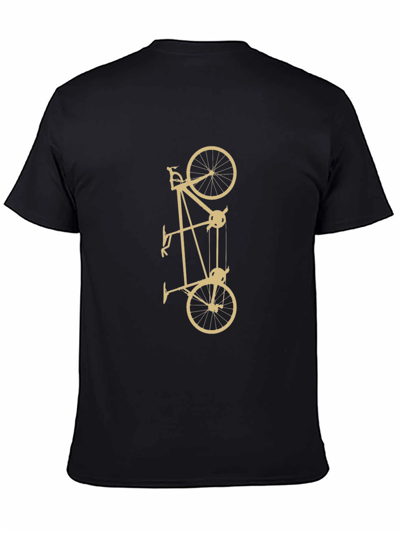 Black Unique Black T-Shirt with Bicycle Pulley Design view 4