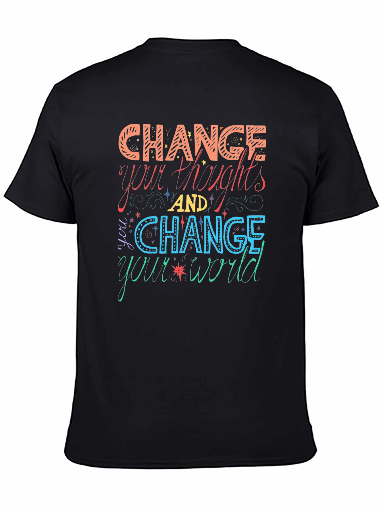 Black Change Your Thoughts Graphic T-Shirt view 4