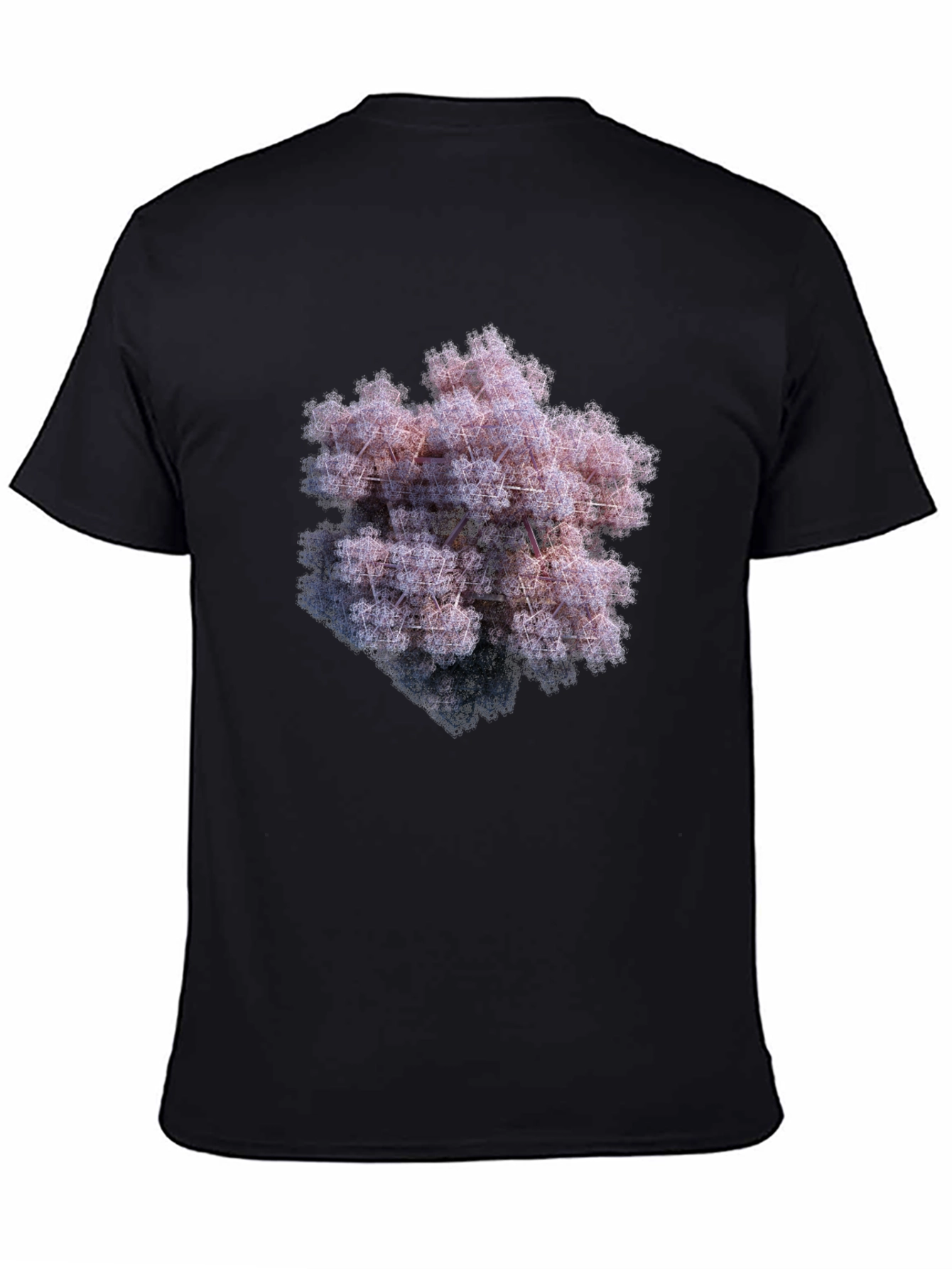 Black Geometric Fractal Art T-Shirt view 4