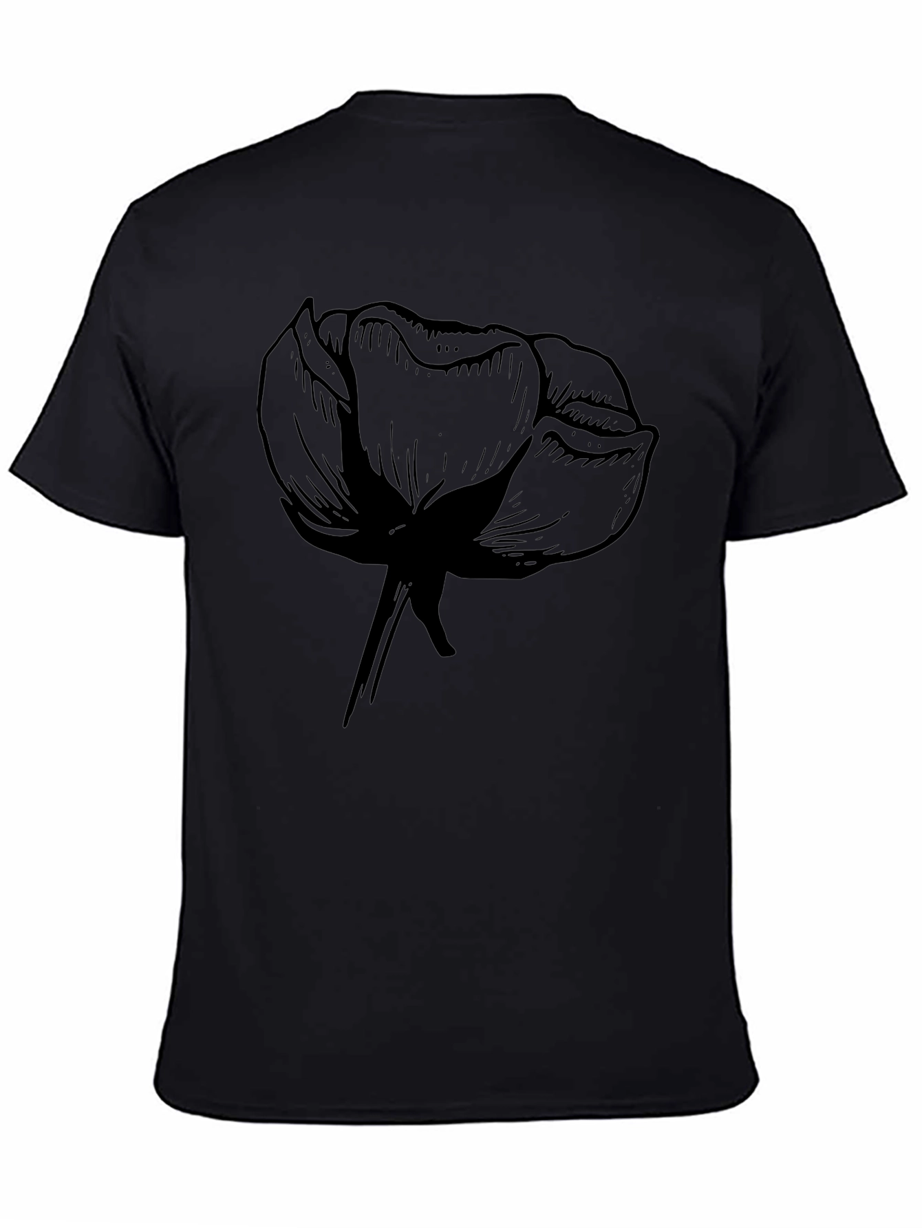 Black Men's Black Graphic Tee - Floral Design view 4