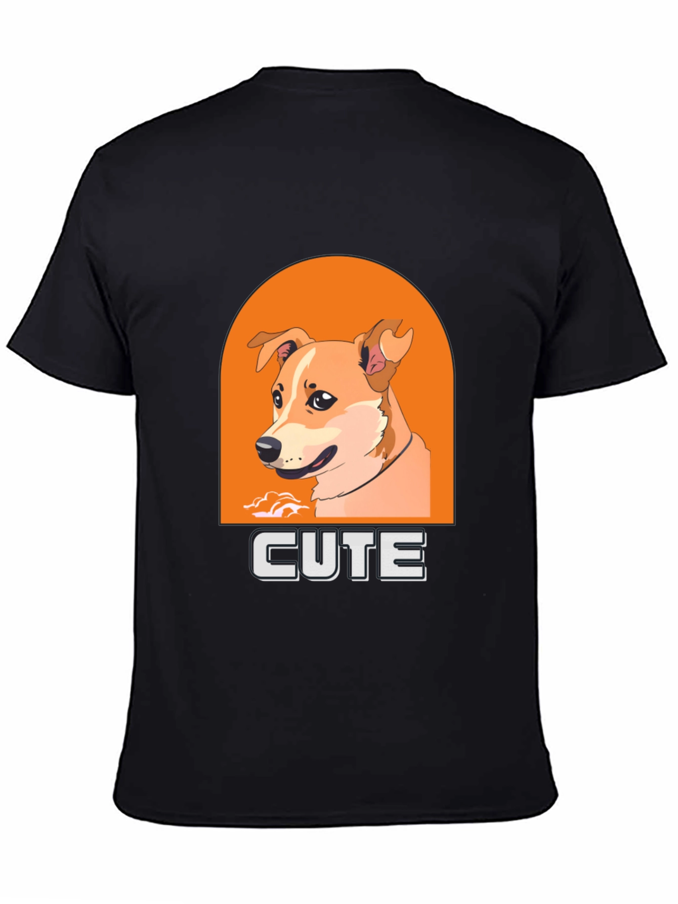 Black Cute Dog Graphic T-Shirt - Men's Black Tee view 4