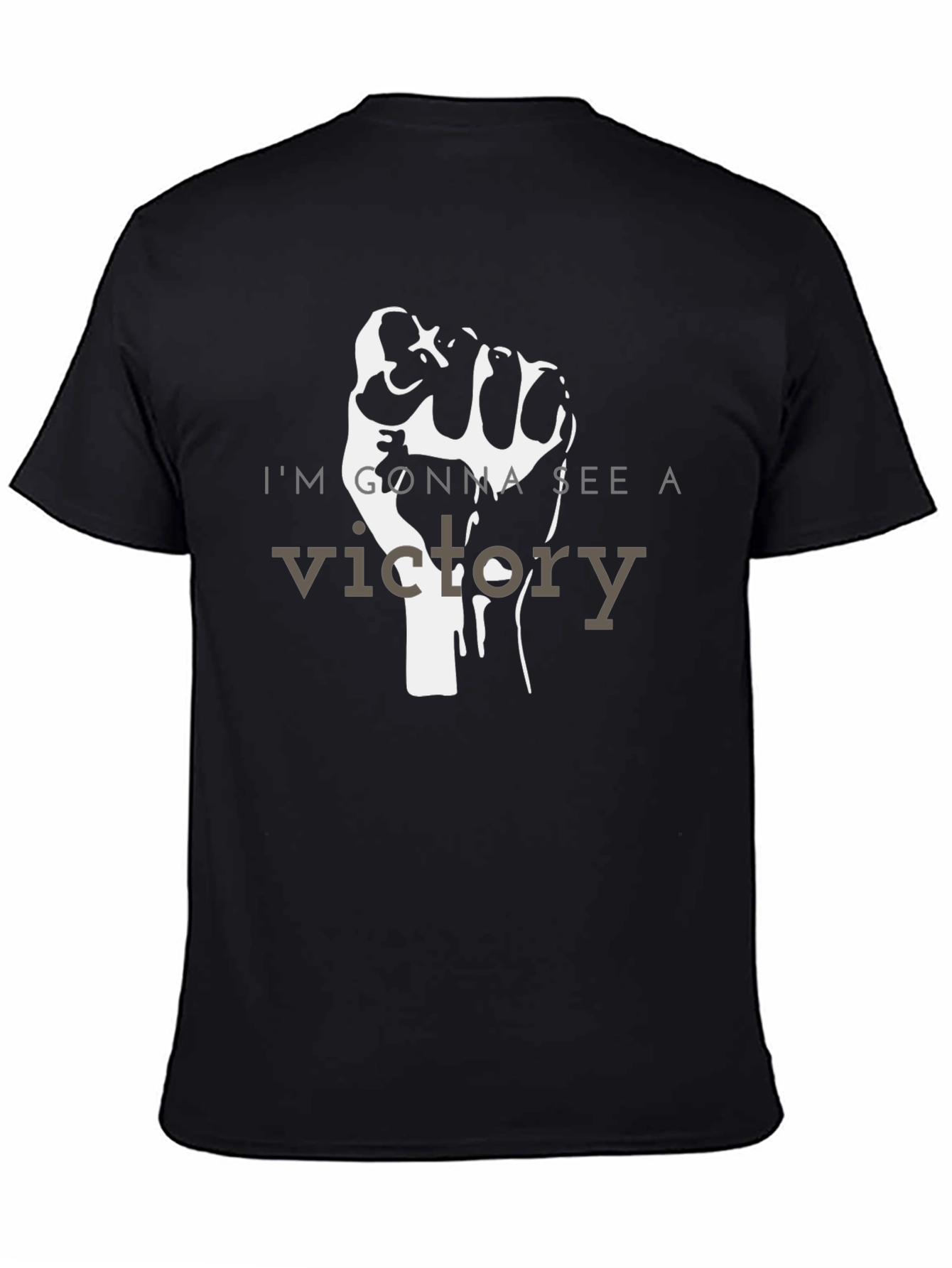 Black Victory Fist Graphic Tee - Black Cotton Blend view 4