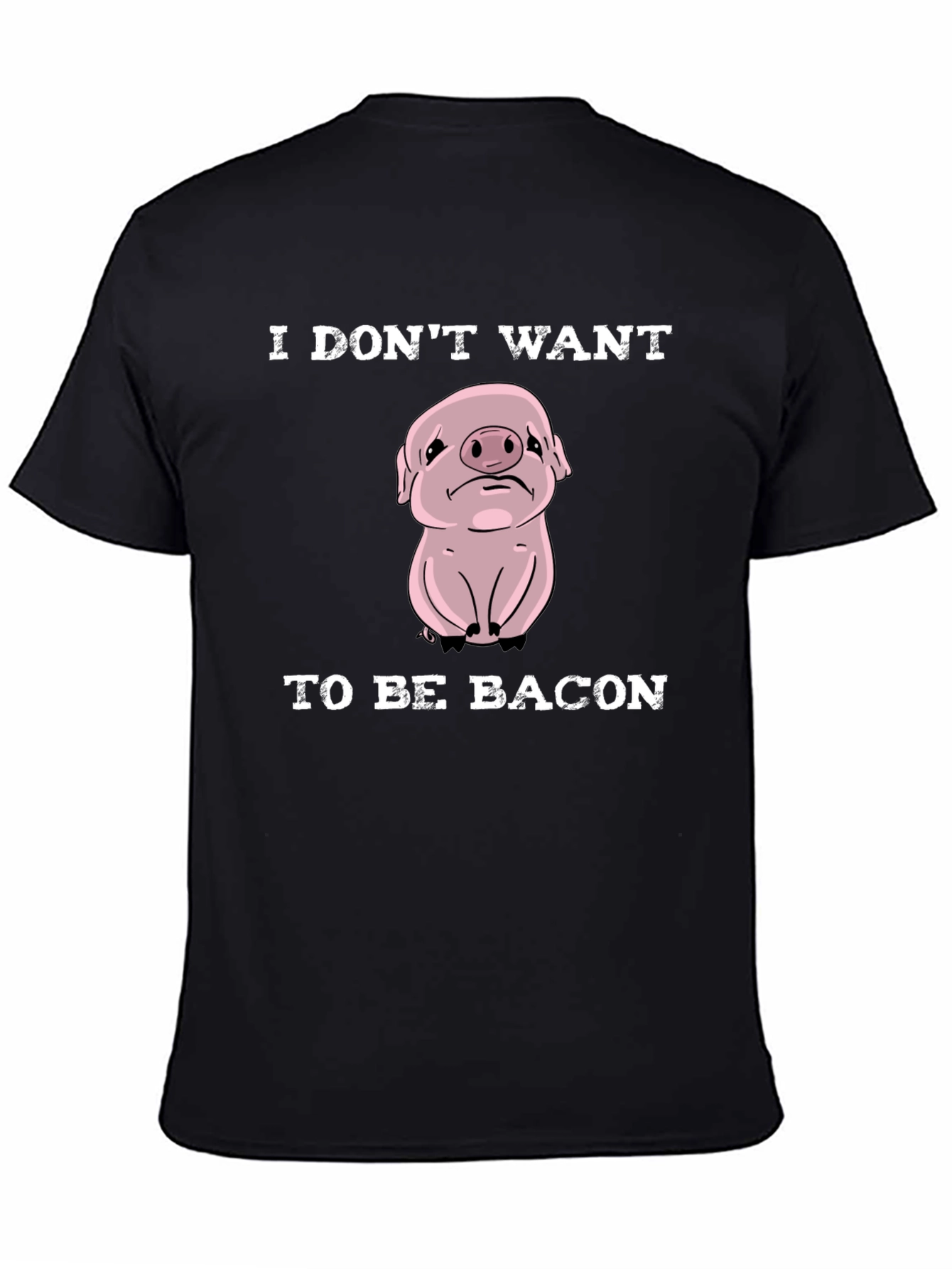 Black Sad Pig T-Shirt - I Don't Want to Be Bacon Tee view 4