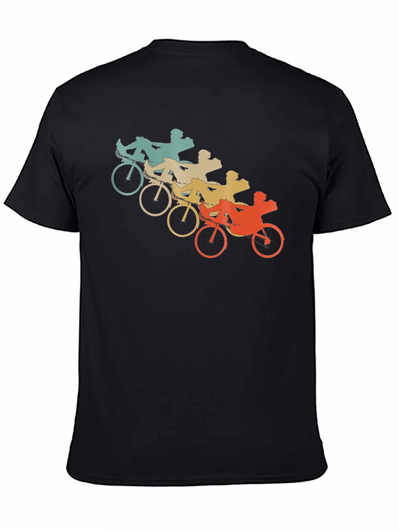 Black Recumbent Bike T-Shirt - Retro Cycling Tee view 4