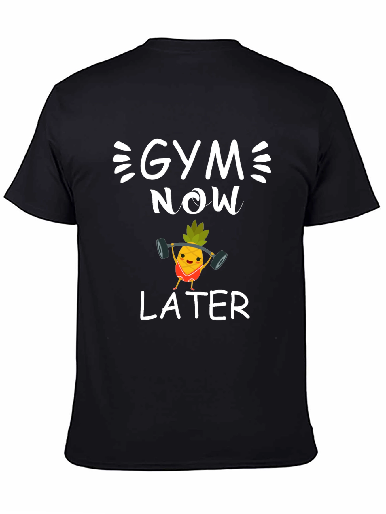 Black Gym Now Later Funny Workout T-Shirt view 4