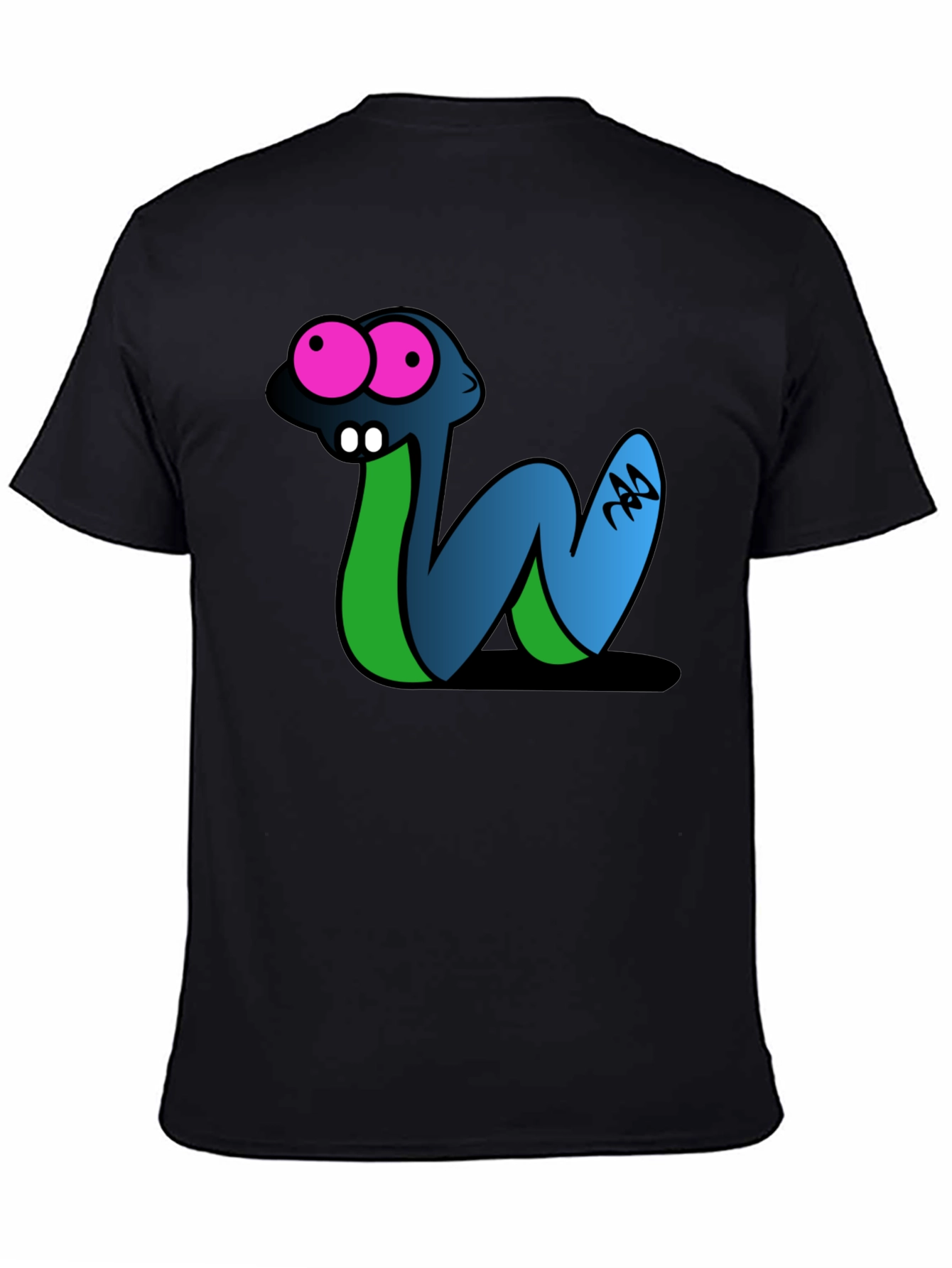 Black Cartoon Snake Graphic Tee - Black view 4
