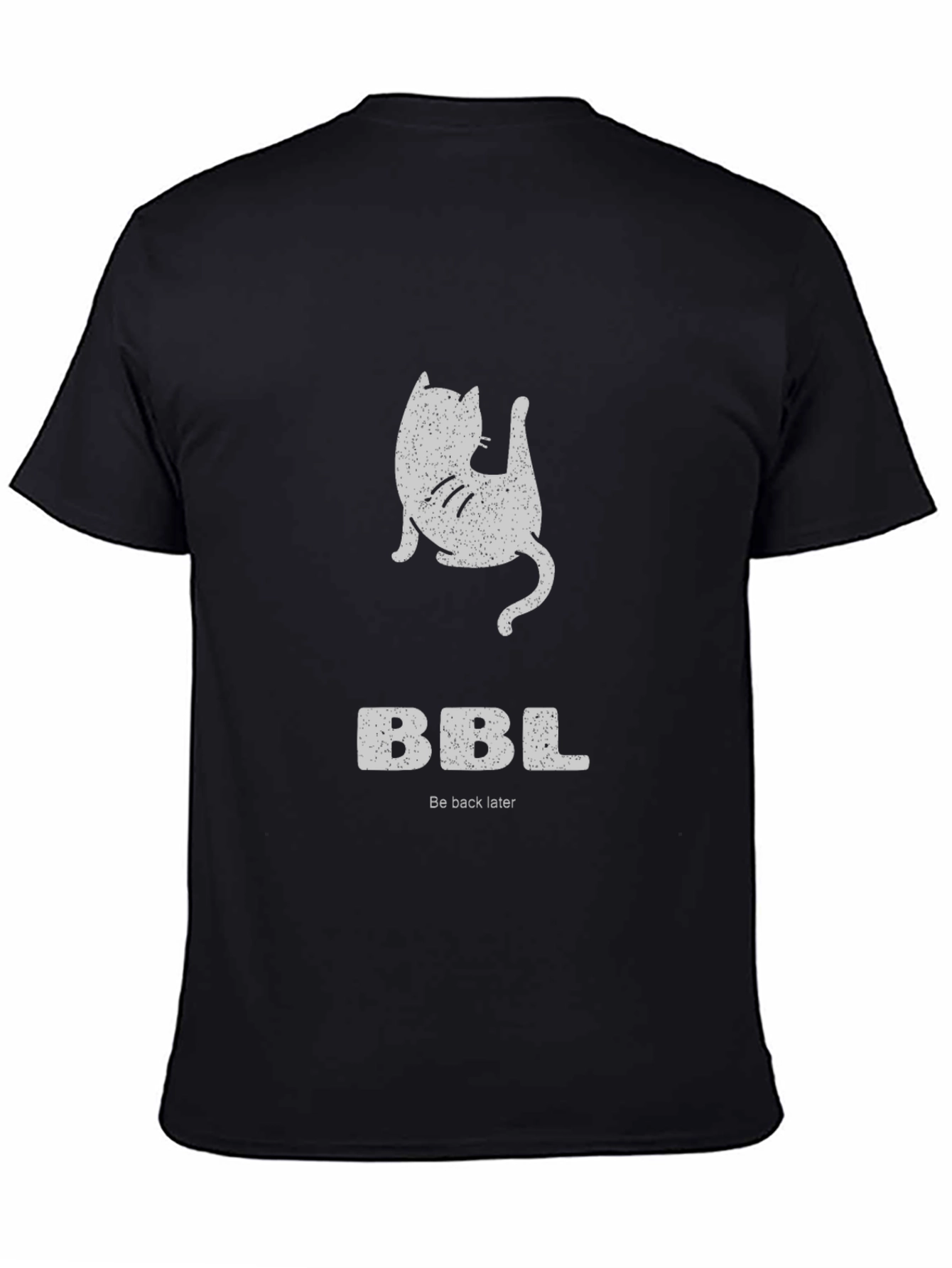 Black Funny BBL Cat Graphic T-Shirt - Black view 4