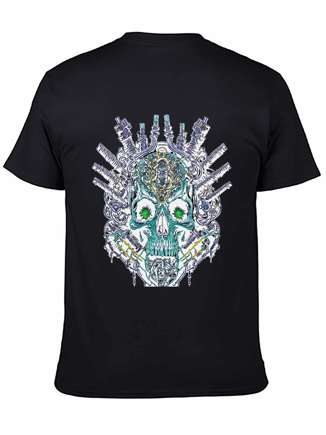 Black Steampunk Skull Graphic T-Shirt - Unique Design view 4
