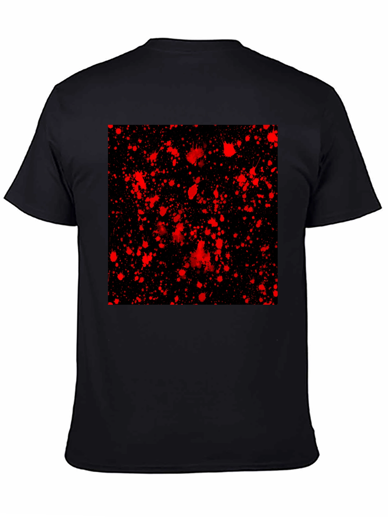 Black Edgy Black T-Shirt with Red Splatter Design view 4