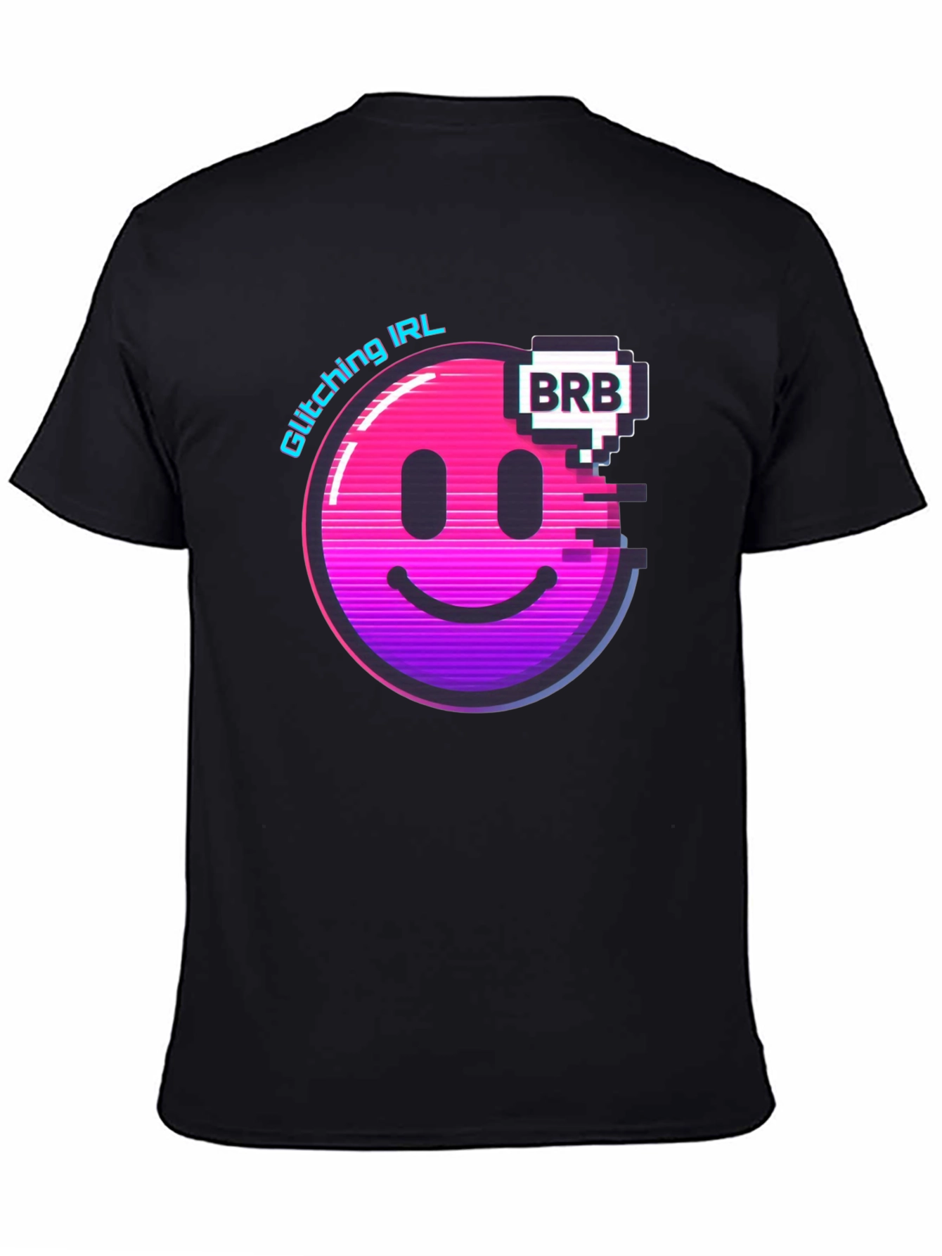 Black Glitching IRL BRB Graphic Tee - Black view 4