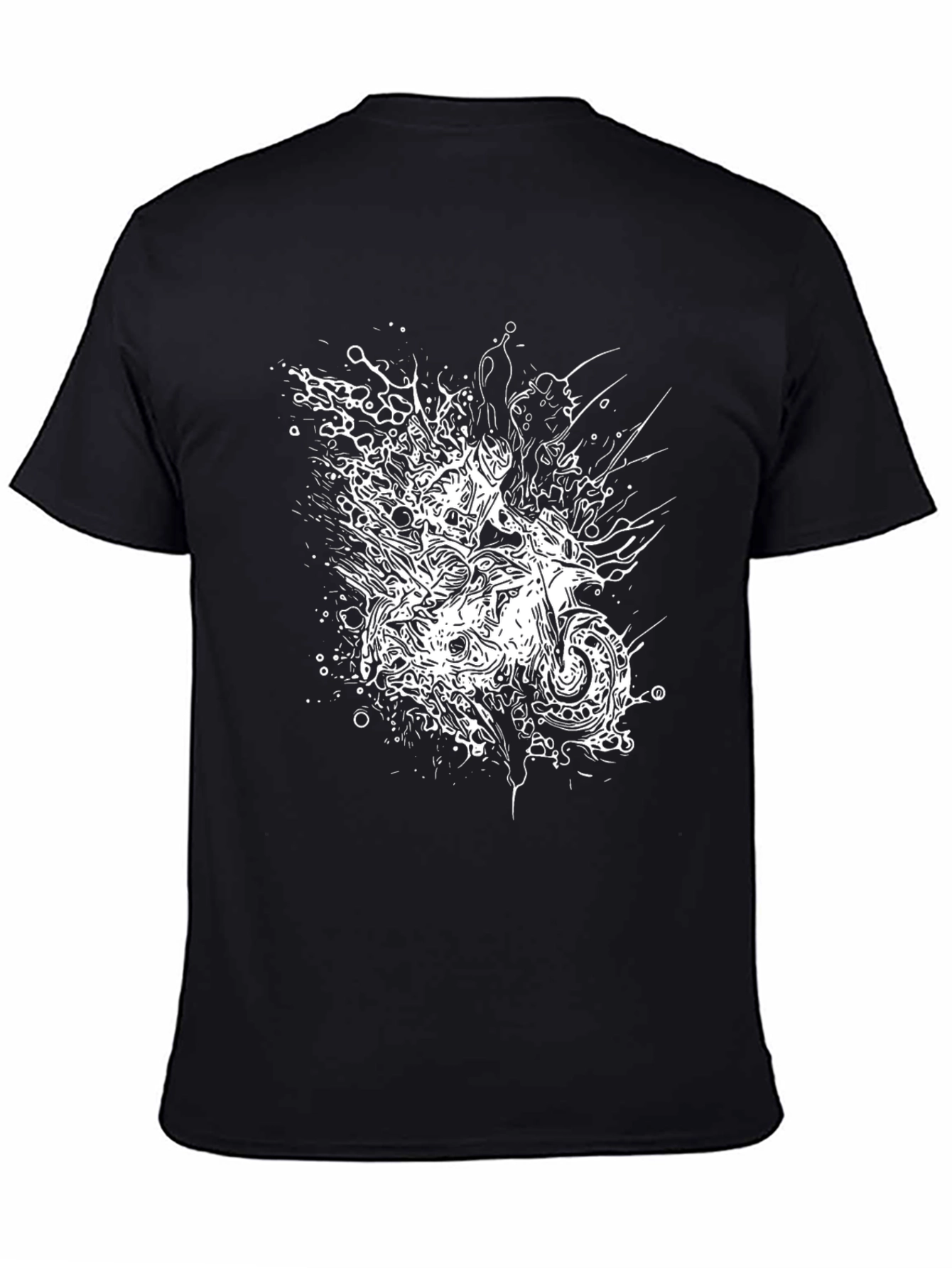 Black Abstract Motorcycle Graphic Tee - Black Cotton Blend Shirt view 4