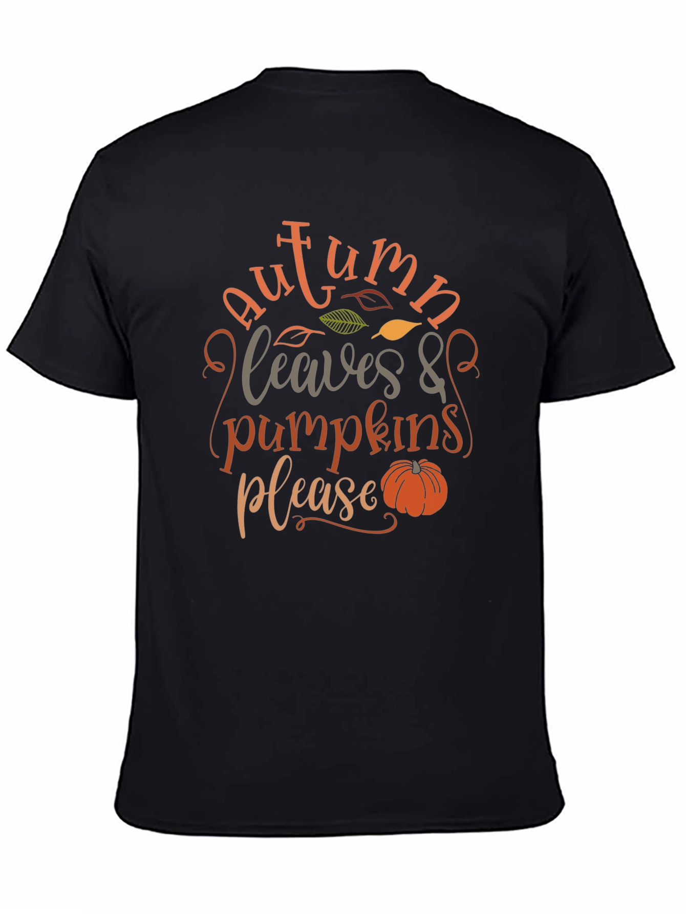 Black Autumn Leaves & Pumpkins Please - Graphic T-Shirt view 4