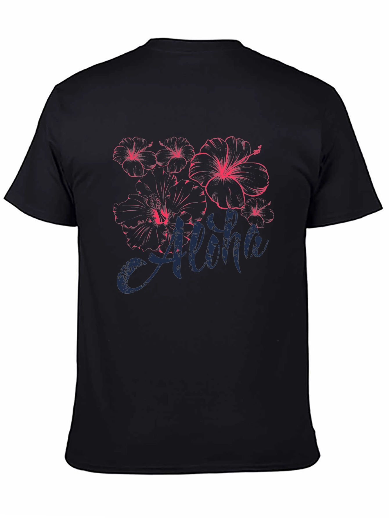 Black Aloha Hibiscus Graphic T-Shirt - Black view 4