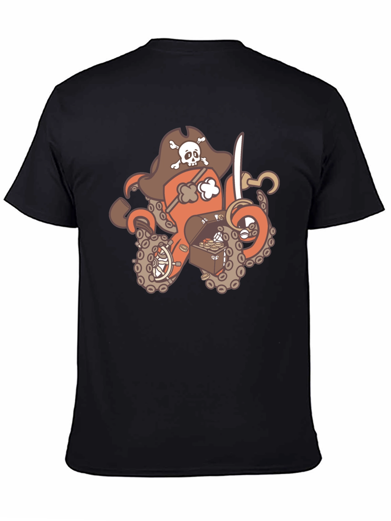Black Pirate Octopus Graphic T-Shirt - Black view 4