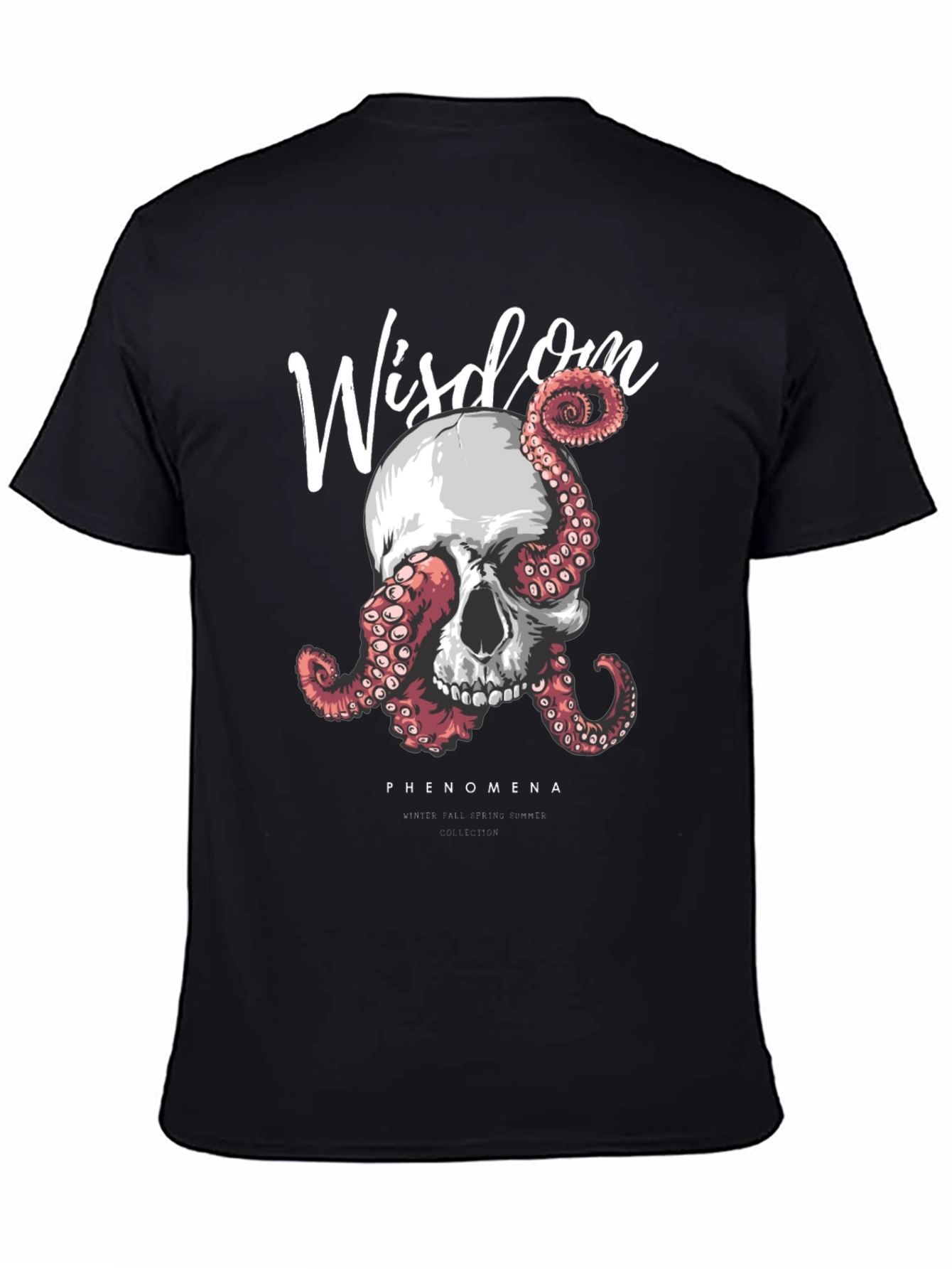 Black Wisdom Skull & Octopus Graphic T-Shirt - Black view 4