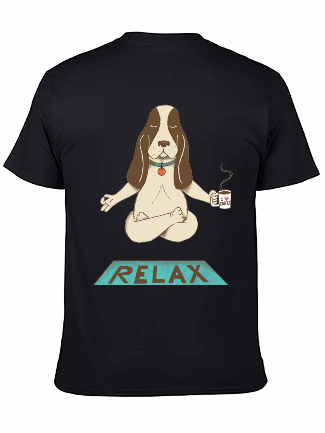 Black Relax Dog Meditation T-Shirt view 4