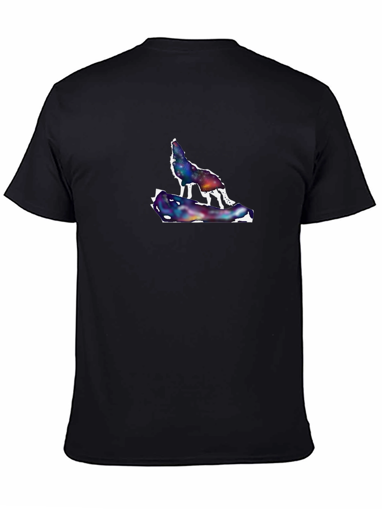 Black Galaxy Wolf Graphic Tee - Men's Black T-Shirt view 4