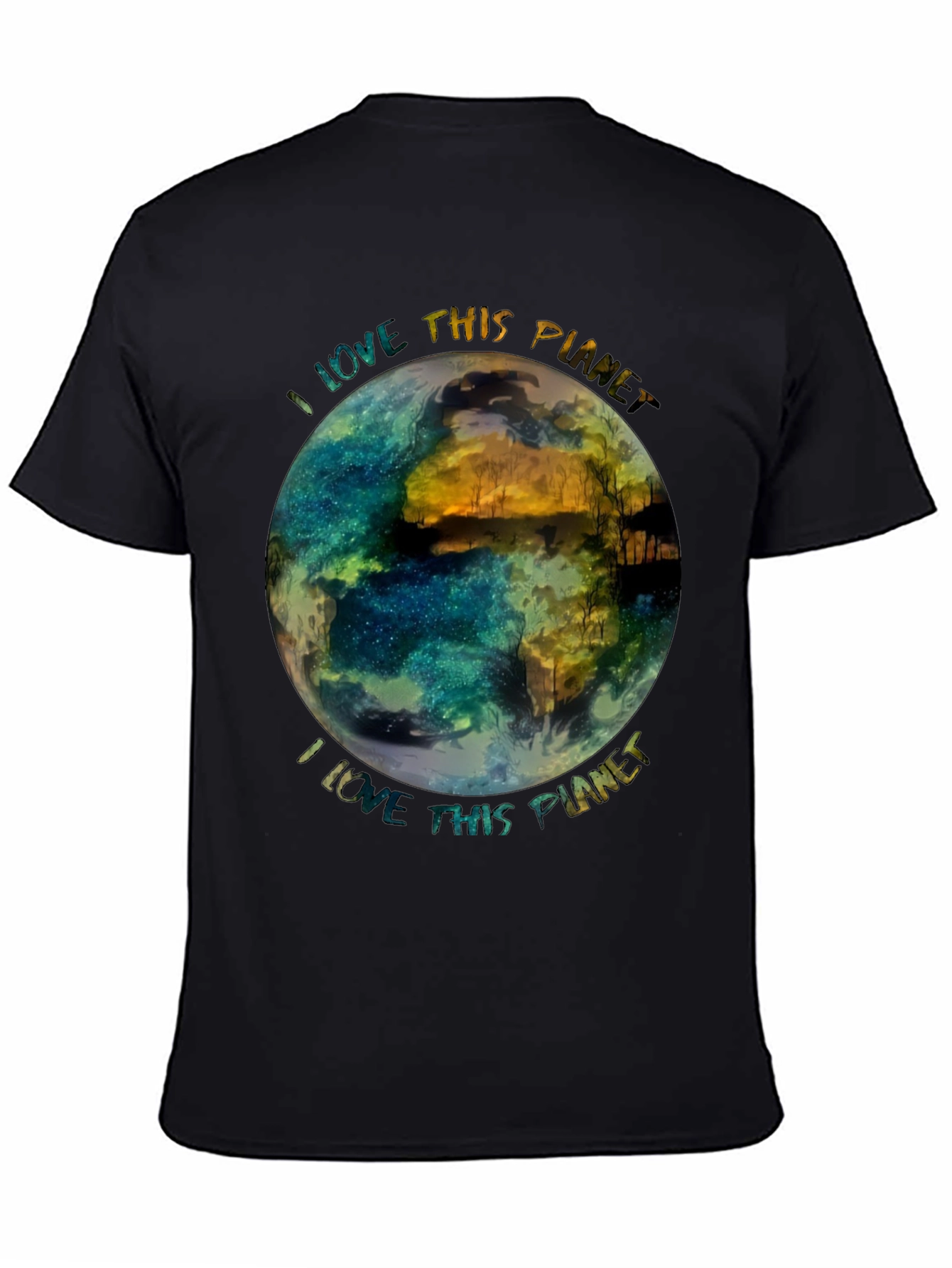 Black I Love This Planet Graphic Tee - Earth-Friendly Design view 4