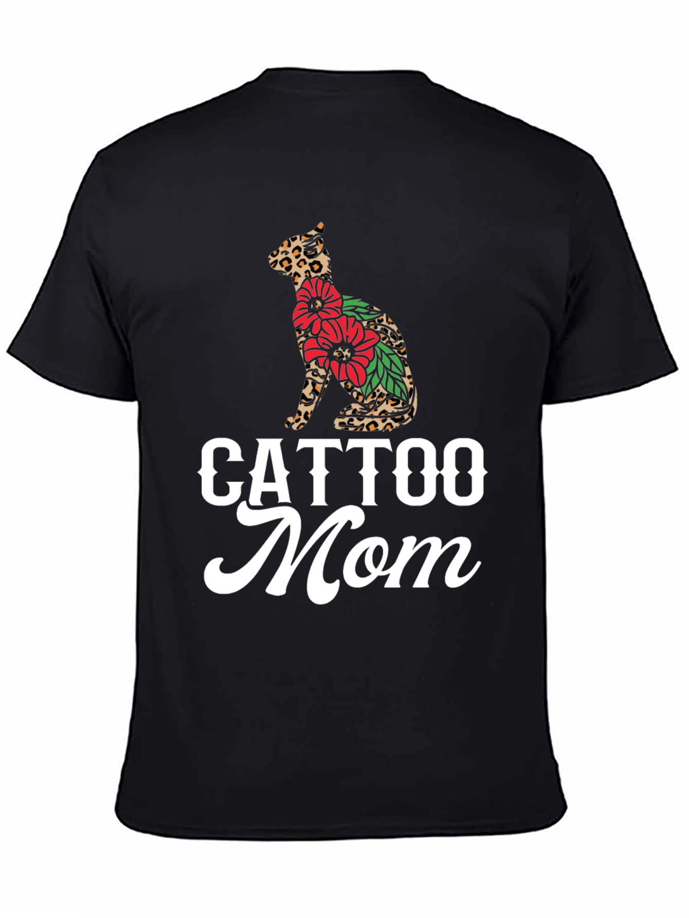 Black Cattoo Mom Graphic Tee - Cat Lover T-Shirt view 4