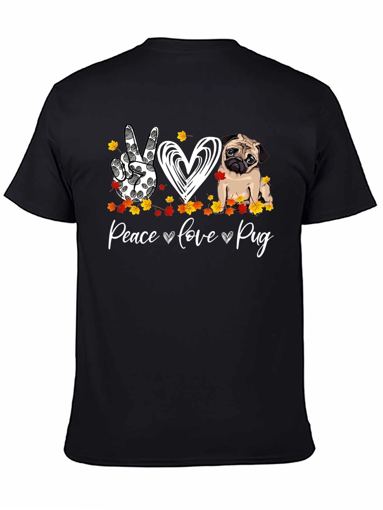 Peace Love Pug Graphic T-Shirt - 4