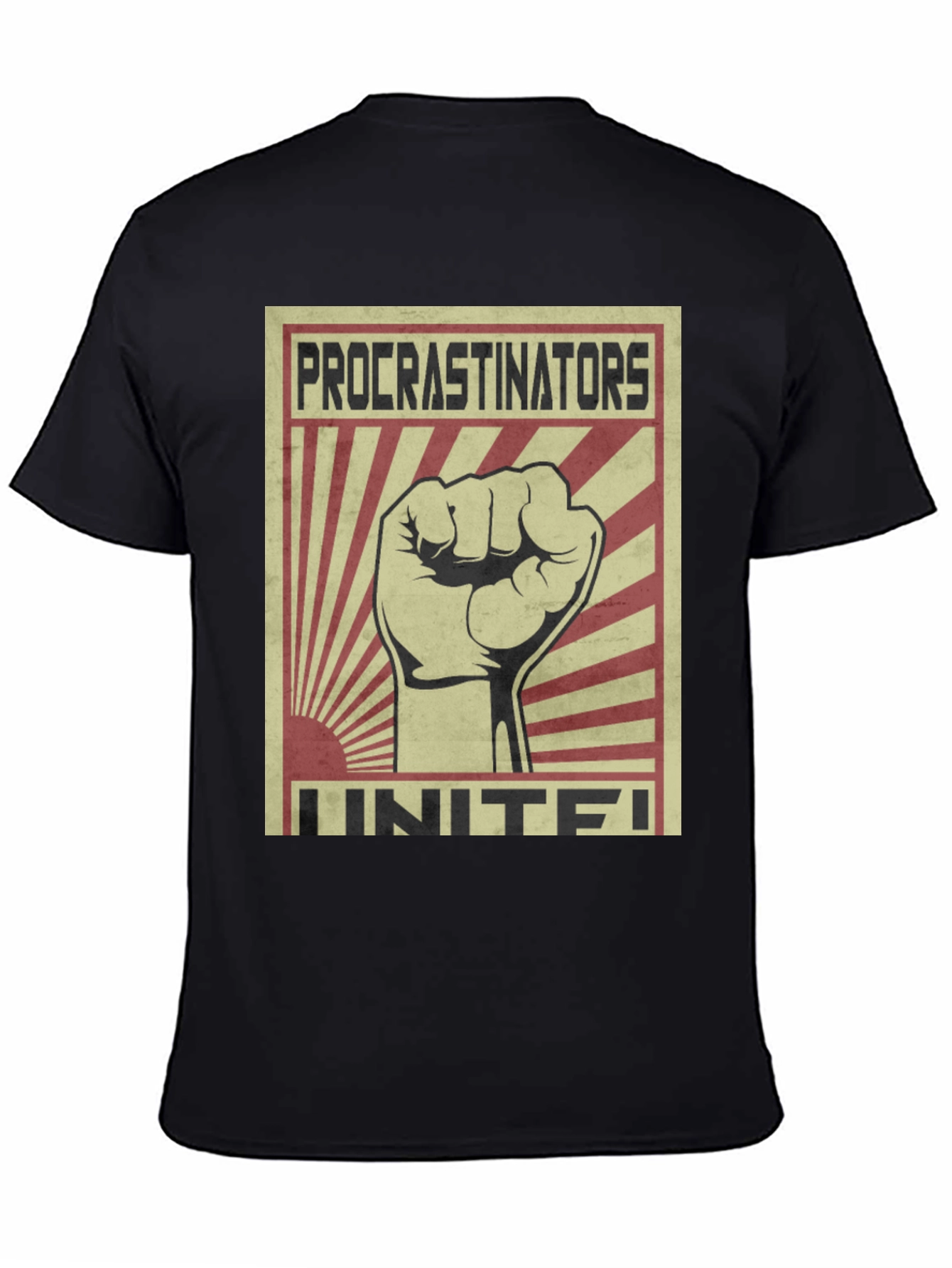 Black Procrastinators Unite! Graphic Tee view 4