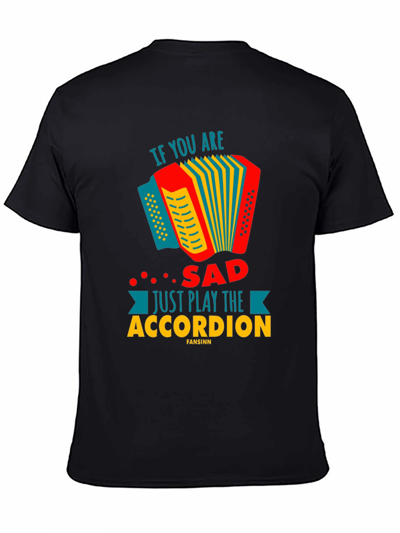 Black Play Accordion Funny T-Shirt view 4