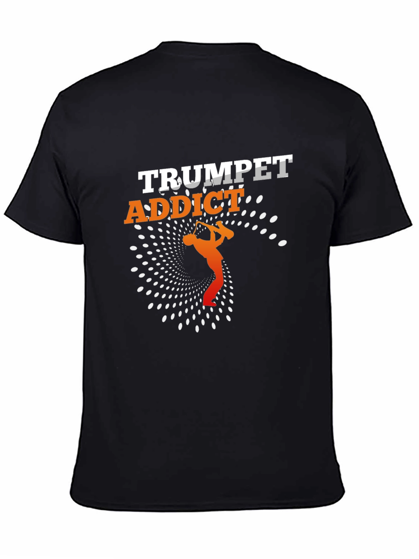 Black Trumpet Addict T-Shirt - Music Lover Gift view 4