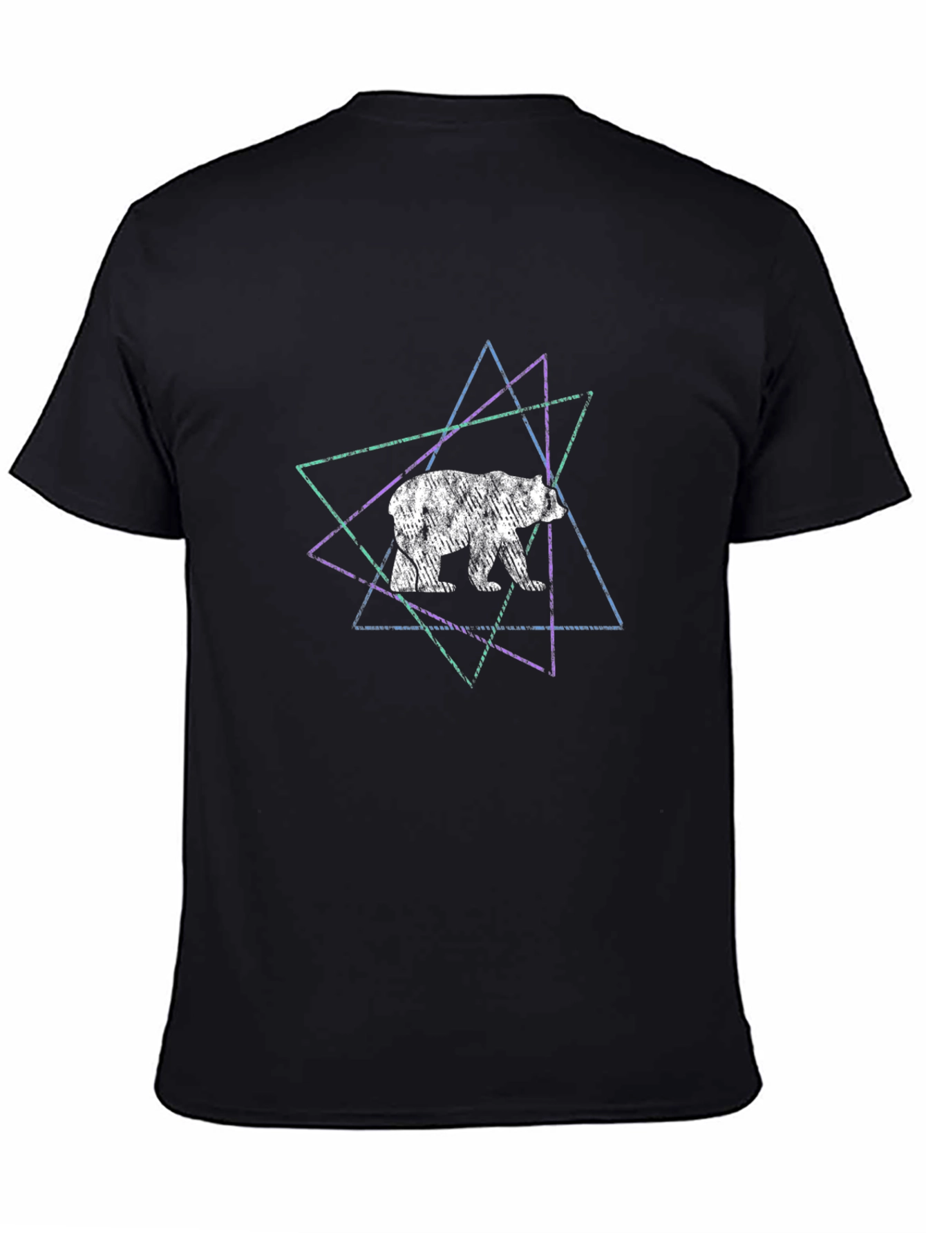 Black Geometric Bear Graphic Tee - Stylish Black T-Shirt view 4