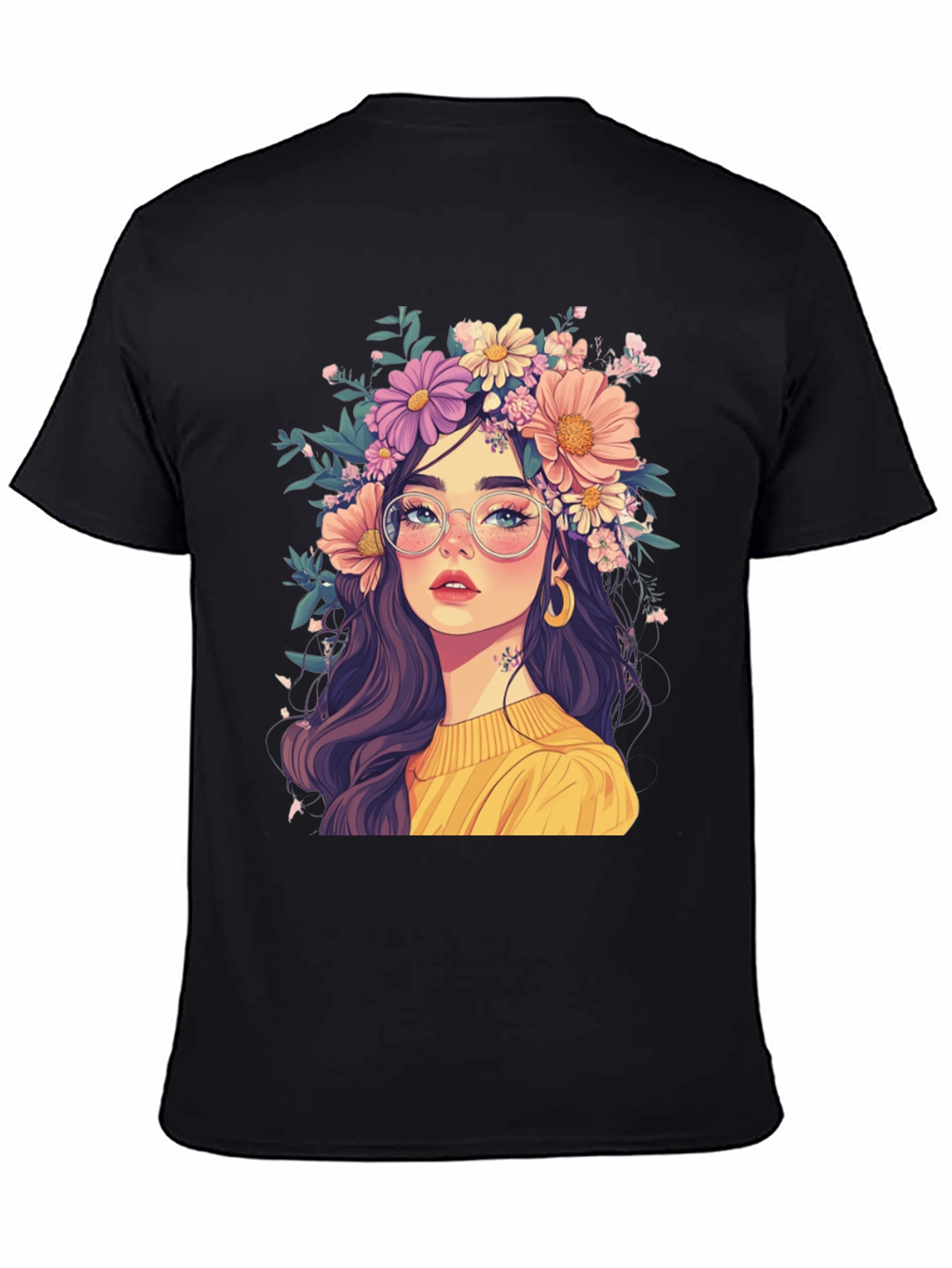 Black Floral Crown Graphic Tee - Stylish & Unique view 4