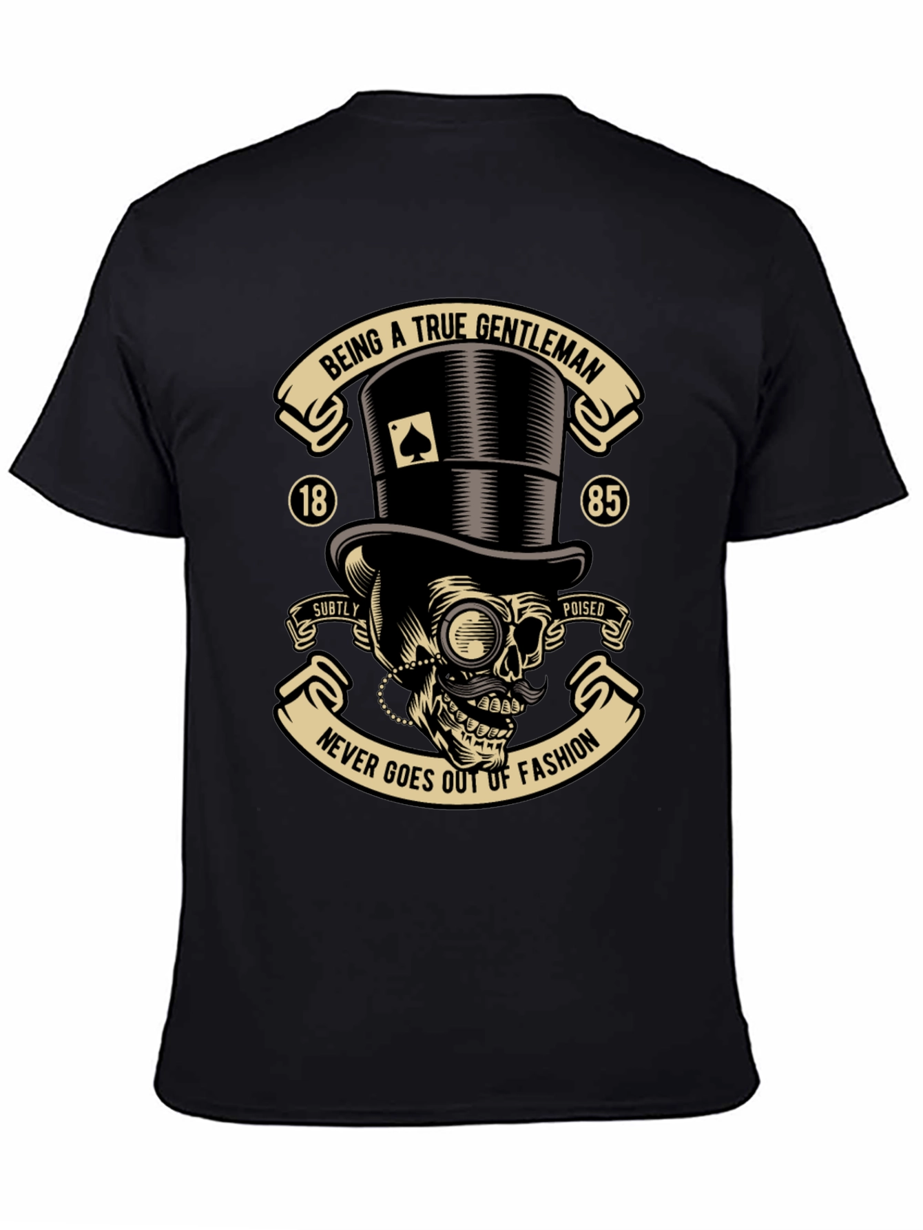 Black Gentleman Skull Graphic Tee - Never Out of Fashion view 4