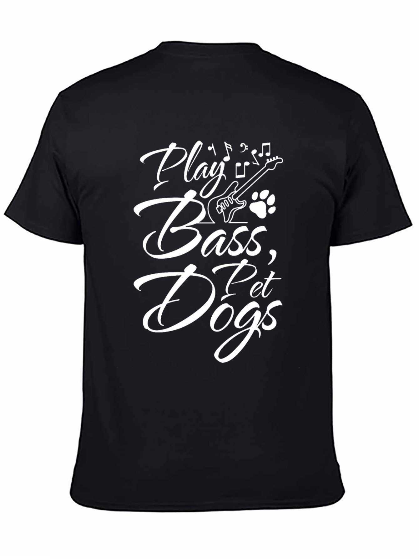 Black Play Bass, Pet Dogs Black Graphic Tee view 4