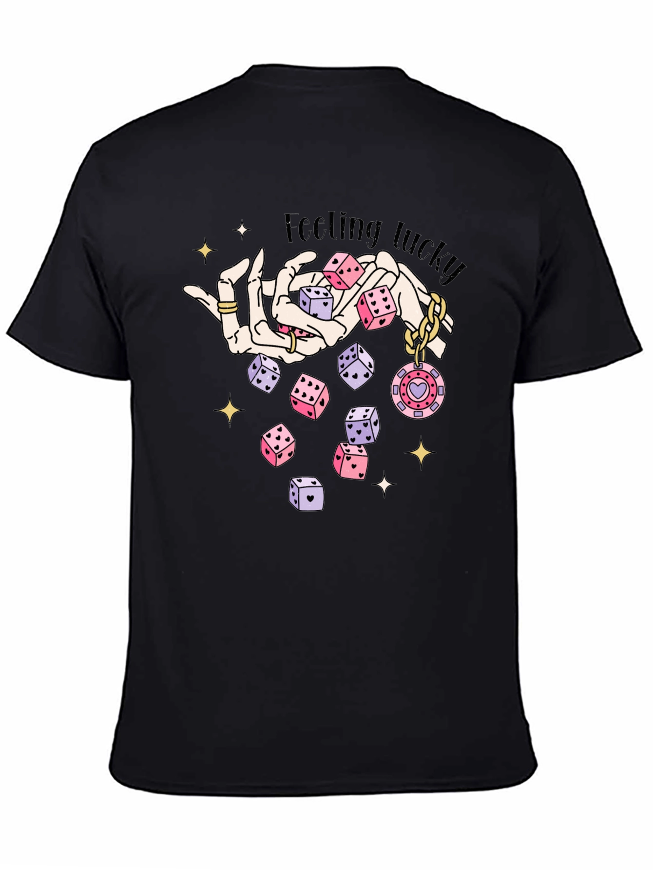Lucky Dice Graphic Tee - Black Cotton Blend - 4