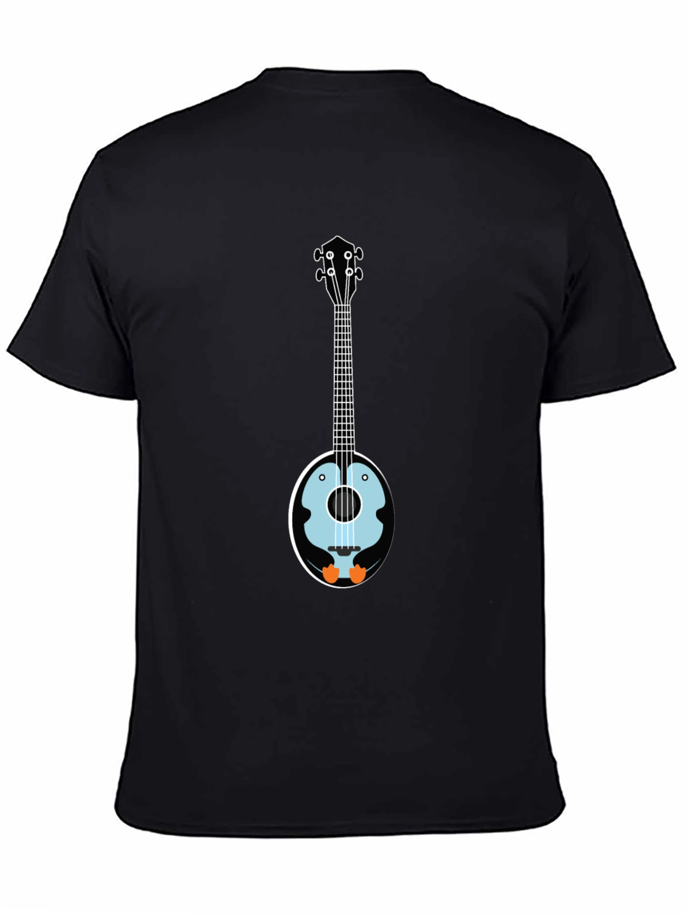 Black Penguin Banjo T-Shirt - Novelty Graphic Tee view 4
