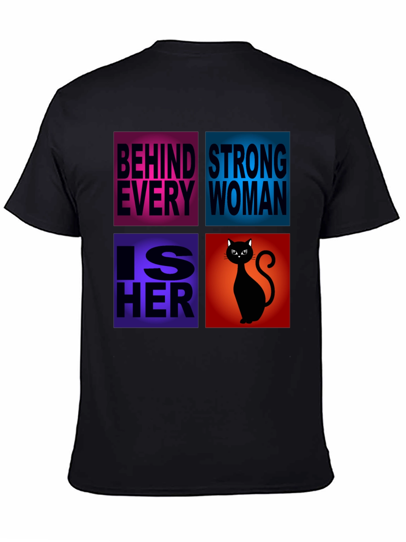 Black Behind Every Strong Woman Cat T-Shirt view 4