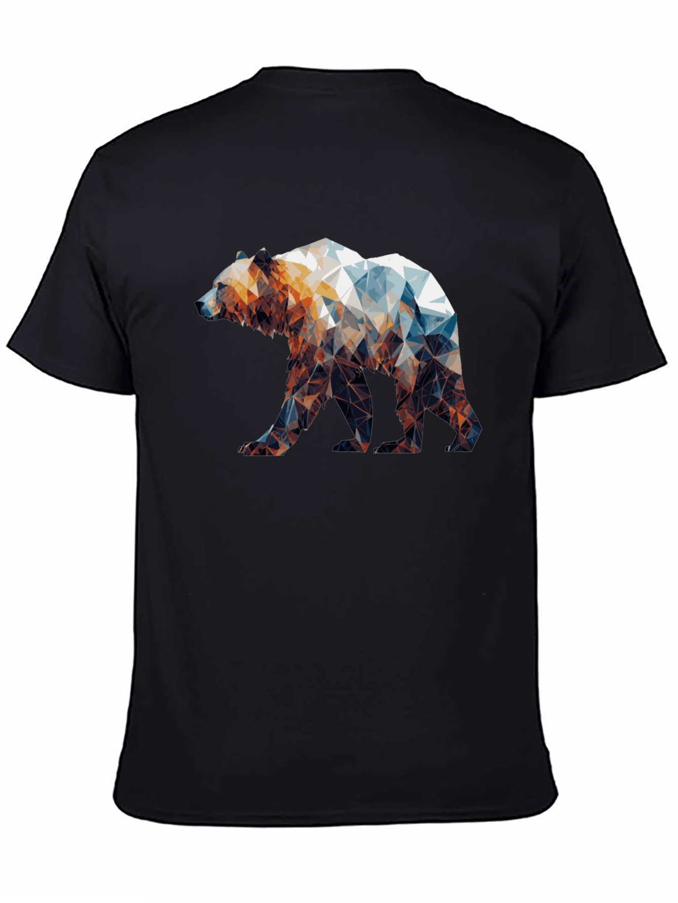 Black Geometric Bear Graphic Tee - Black Unisex Shirt view 4