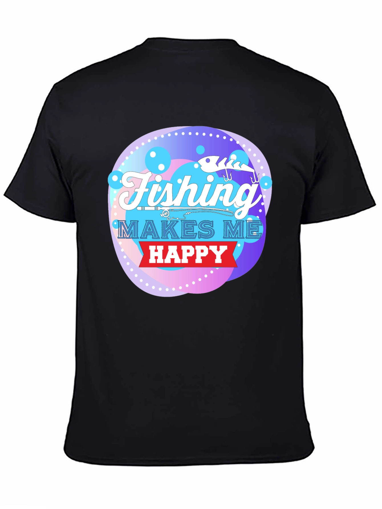 Black Fishing Makes Me Happy Graphic Tee view 4