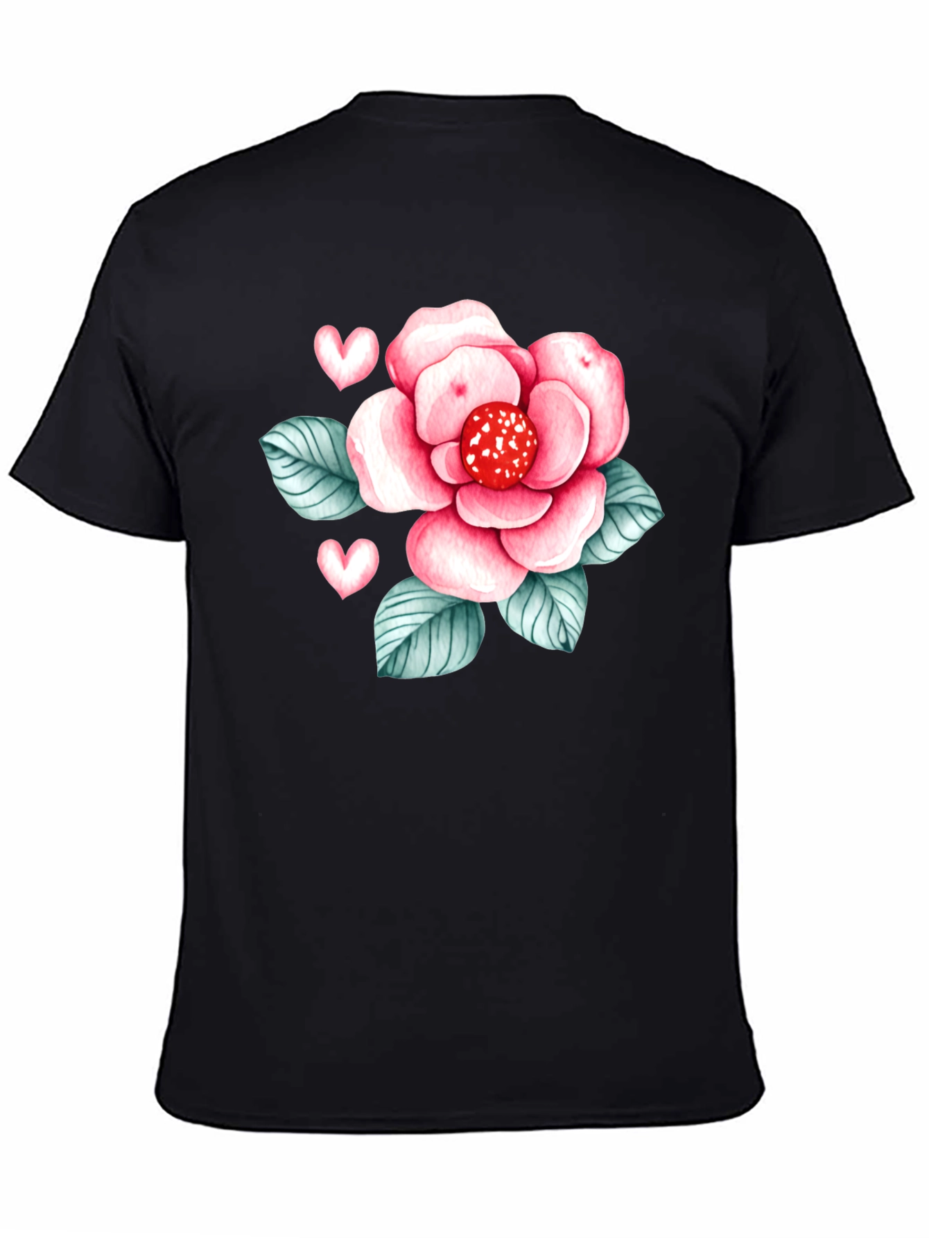 Black Floral Heart Graphic Tee - Stylish Black Shirt view 4