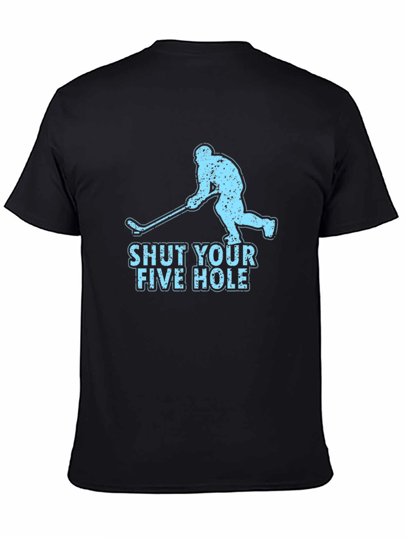 Black Shut Your Five Hole Hockey T-Shirt view 4
