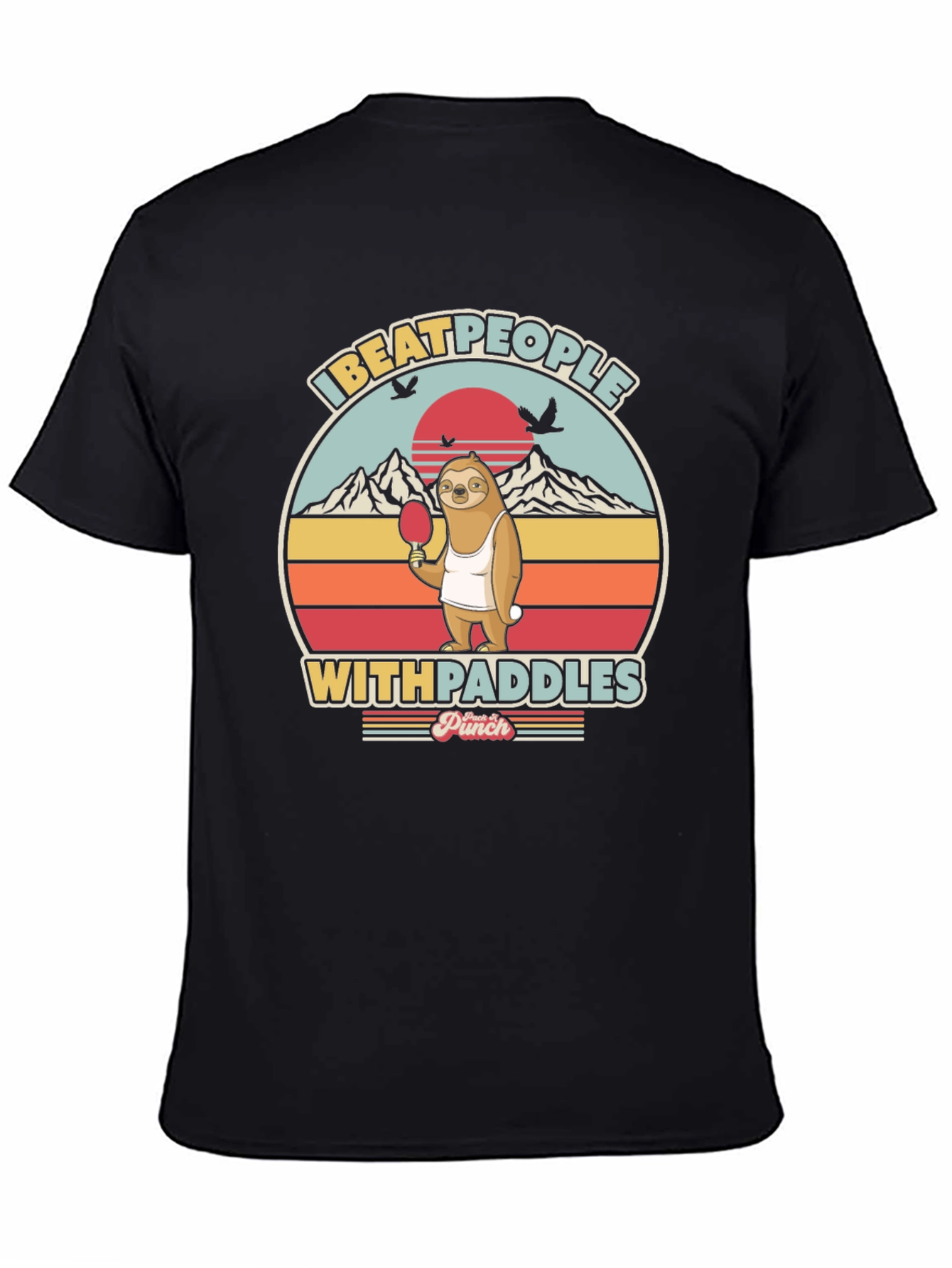 Black Sloth Table Tennis T-Shirt: I Beat People With Paddles view 4