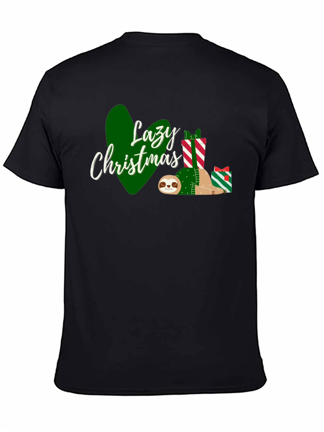 Black Lazy Christmas Sloth T-Shirt view 4