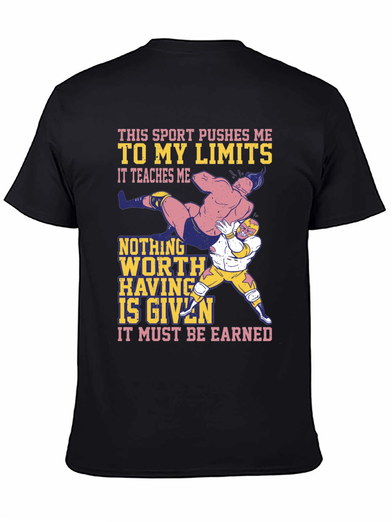 Black Wrestling Sport T-Shirt: Push Your Limits! view 4