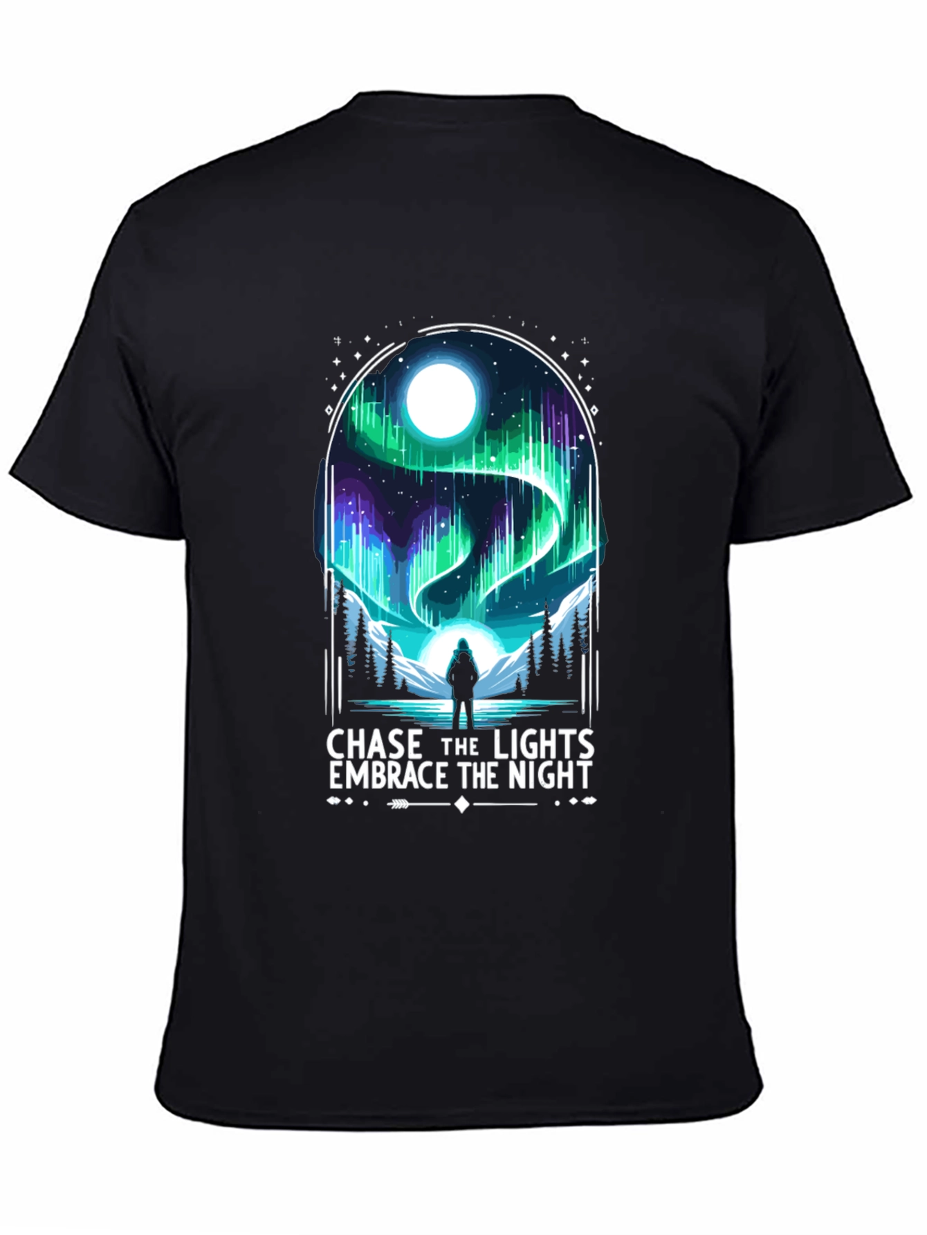 Black Chase the Lights Men's Black T-Shirt view 4