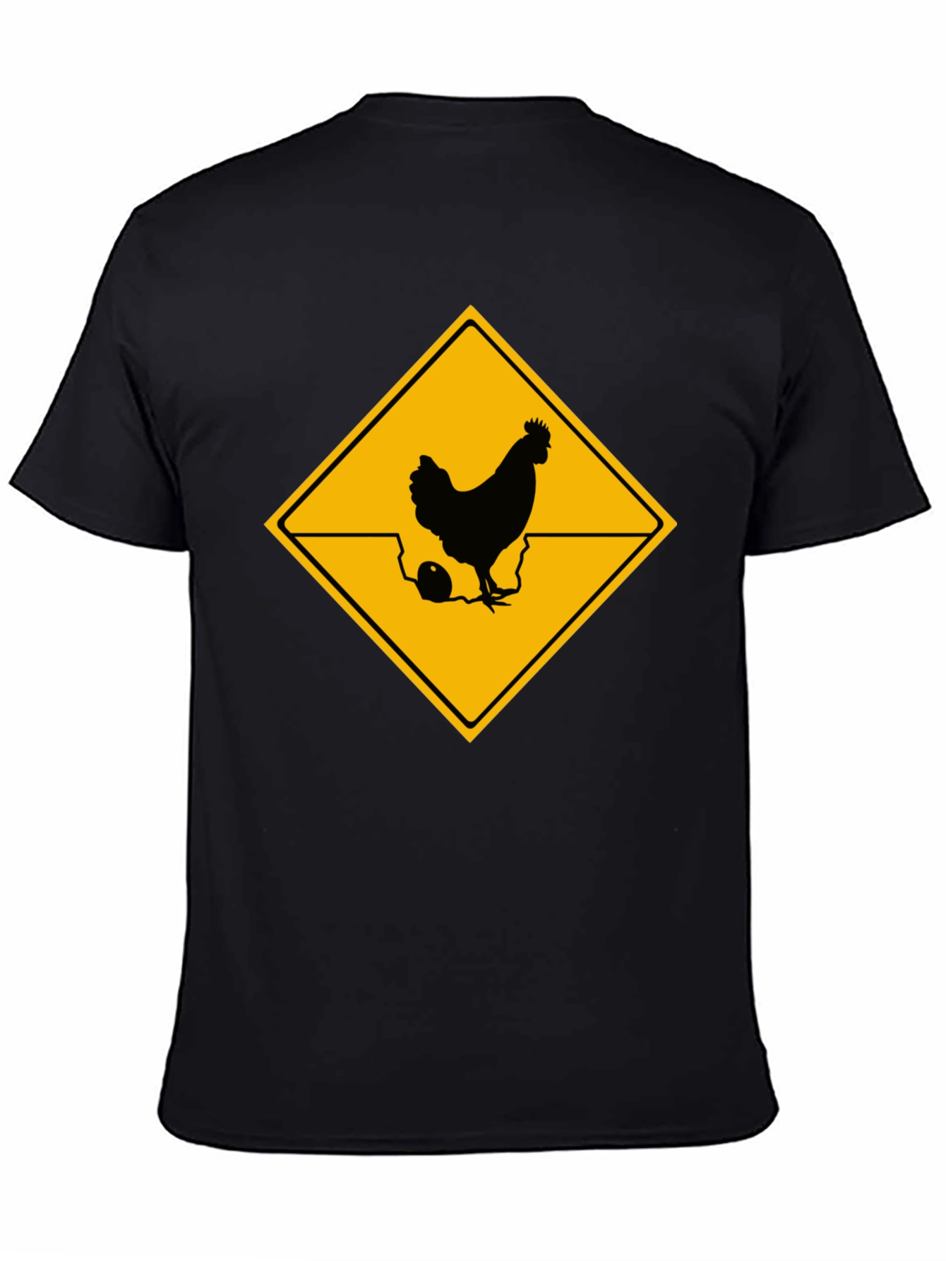 Black Chicken Crossing T-Shirt - Novelty Graphic Tee view 4