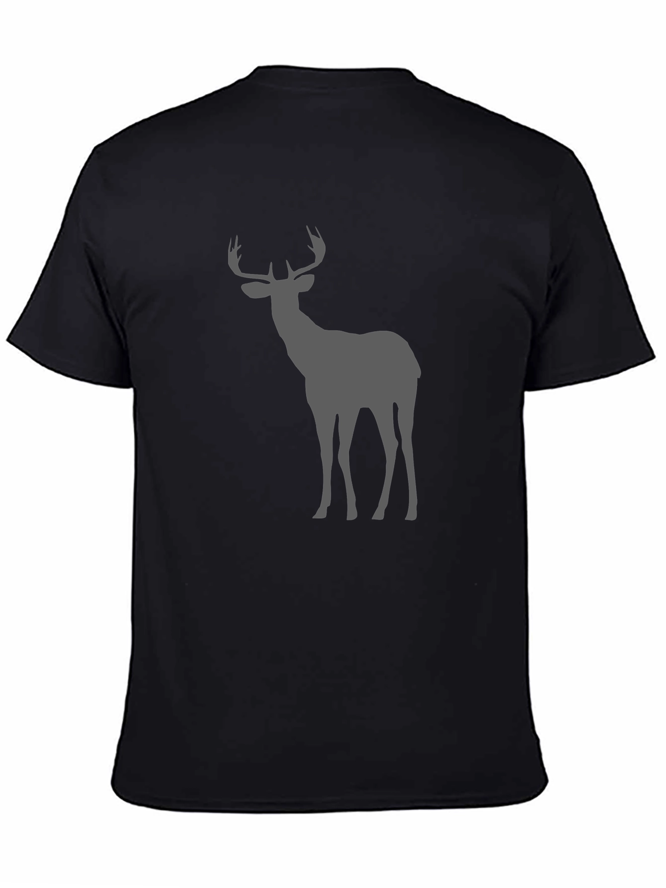 Black Men's Black Deer Graphic Tee - Nature Inspired Style view 4