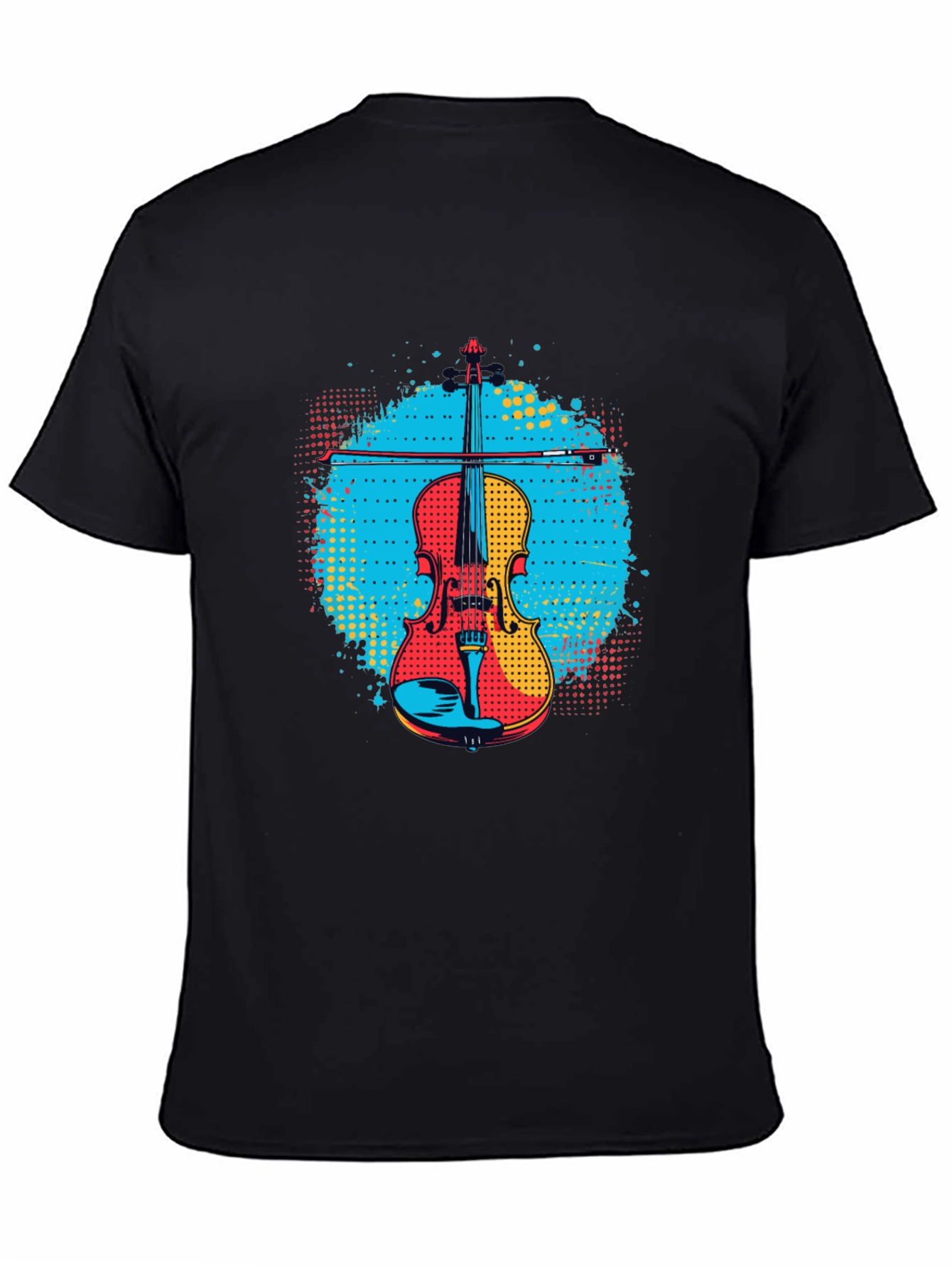 Black Colorful Violin Graphic Tee - Music Lover Shirt view 4